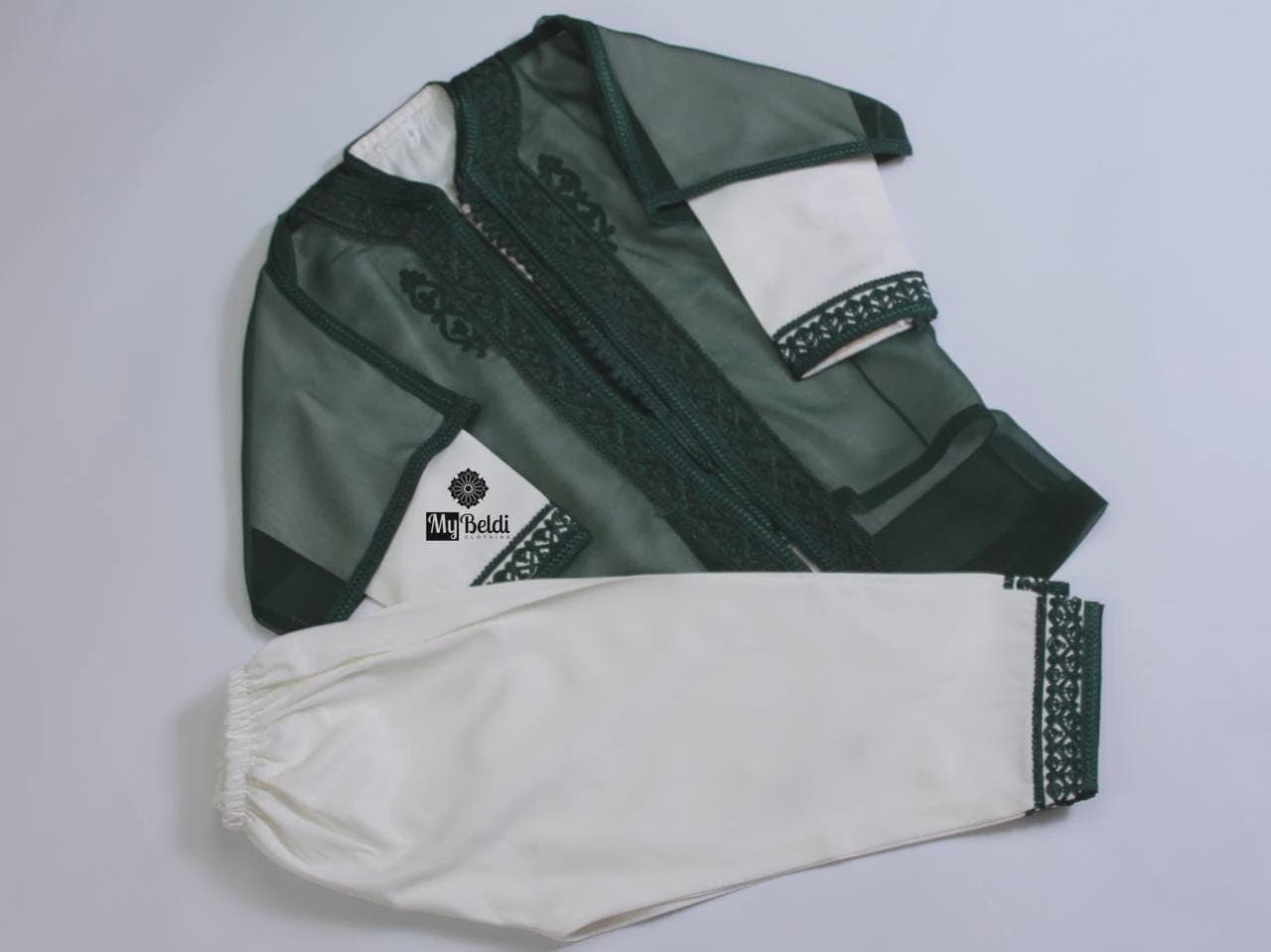 Boys Moroccan Jabador Set: Embroidered Cape, Gabardine Eid Outfit - image 5
