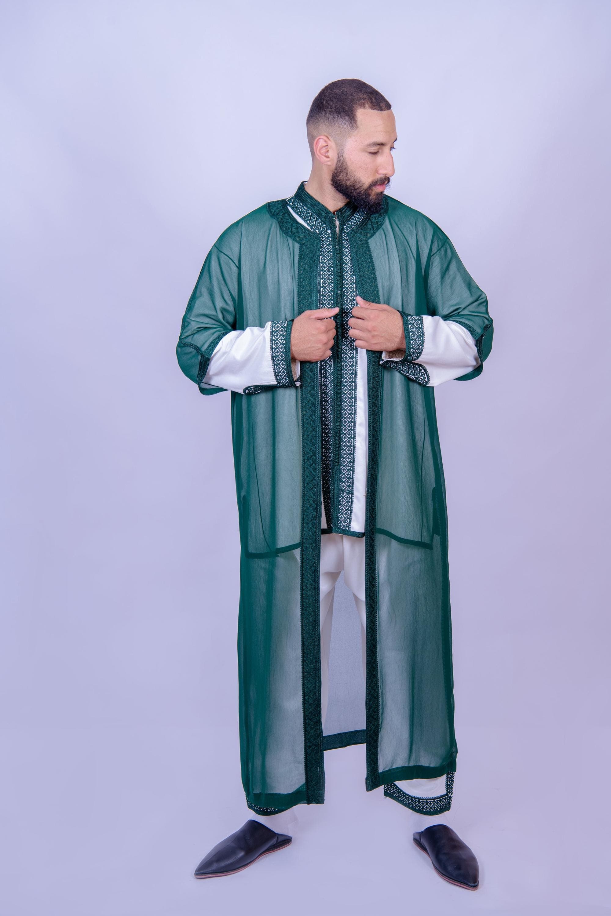 Moroccan Jabador Men's 3-Piece Set, Embroidered Wedding Outfit