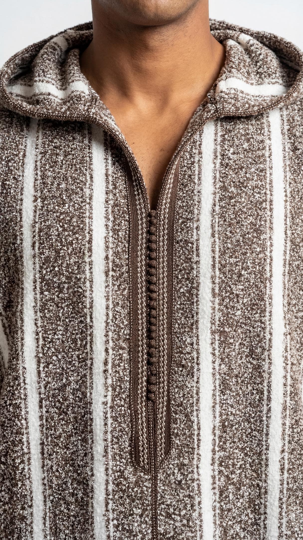 Handmade Thick Wool Moroccan Djellaba - Striped Winter Kaftan