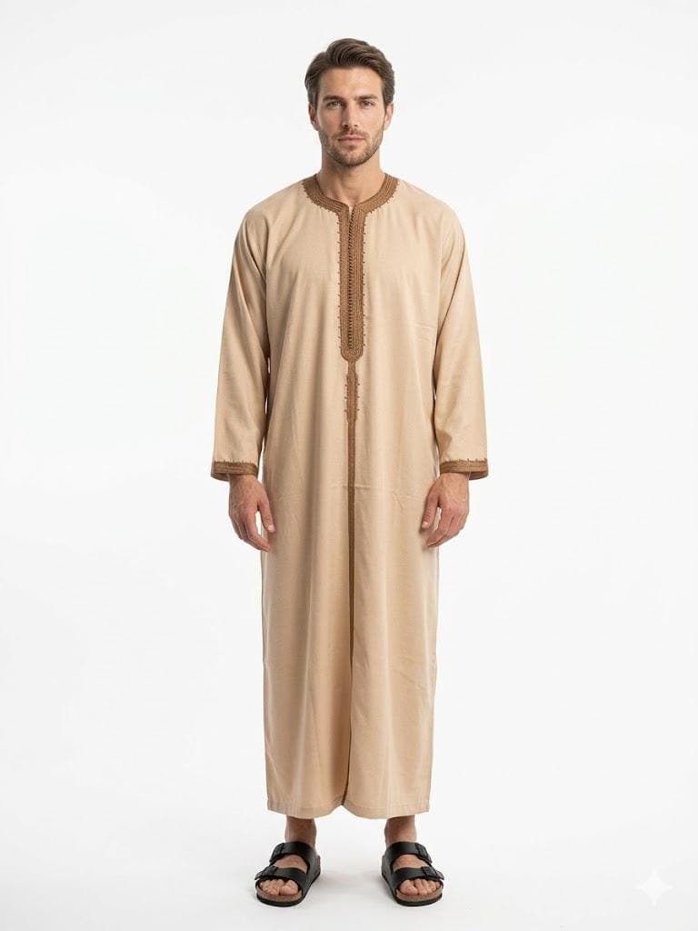 Linen Kaftan for men, Moroccan thobe for men, Handmade Kaftan for men