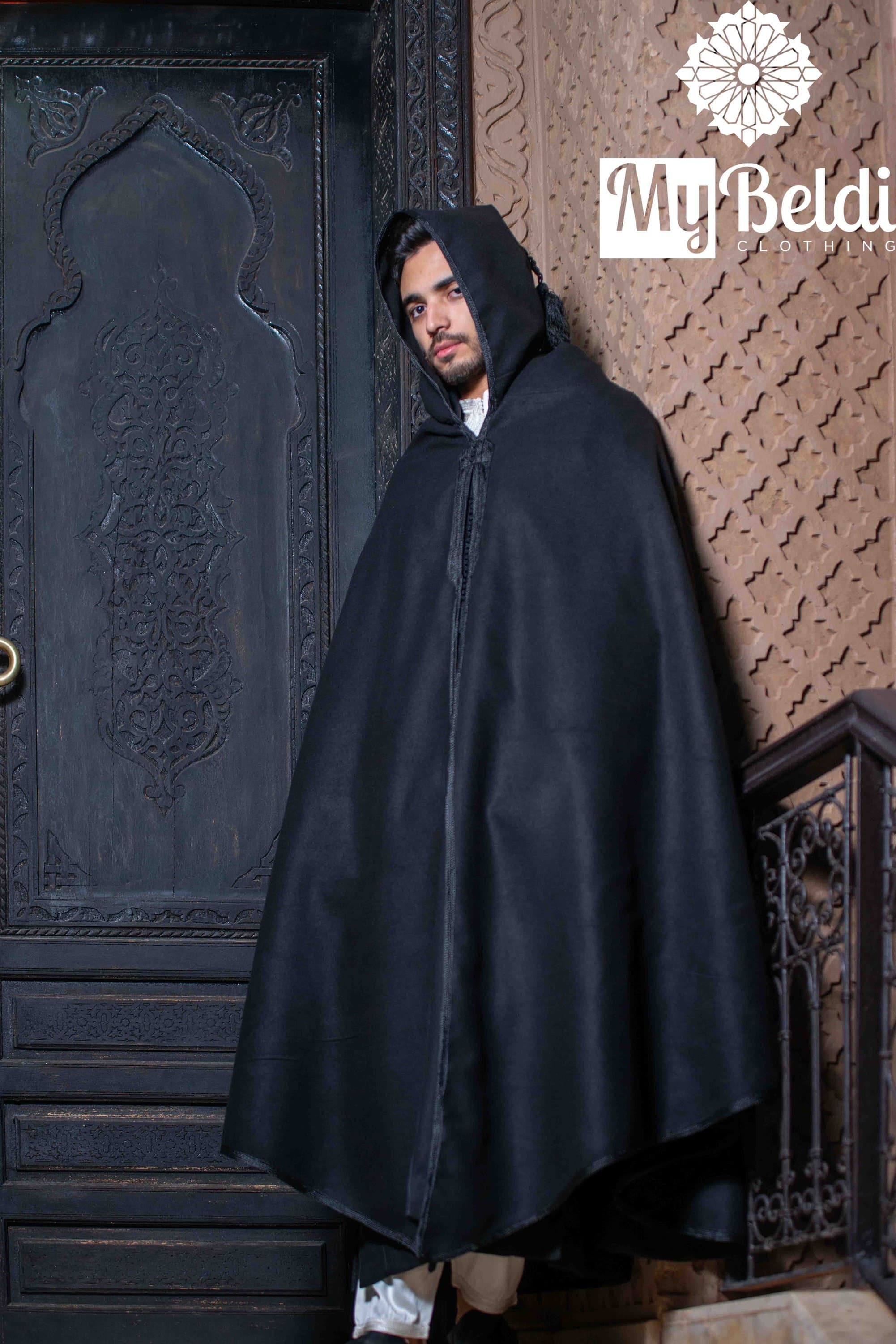 Hooded winter cloak for men, Handmade selham for men, Moroccan burnous
