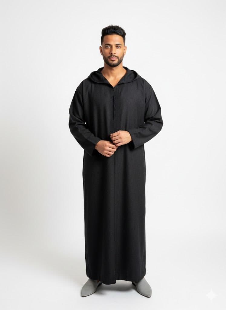 Winter hooded thobe for men, Moroccan handmade wool djellaba with hood