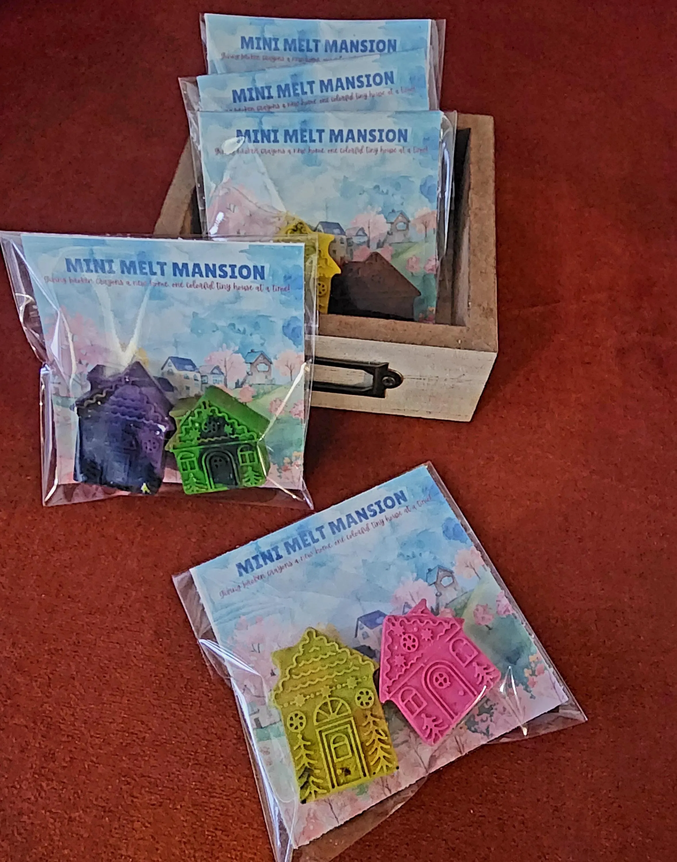Handmade Mini Crayon Mansions – Upcycled Colorful Wax Houses, Unique Gift, , Eco-Friendly Art, Montessori, recycled, party favor set of 2