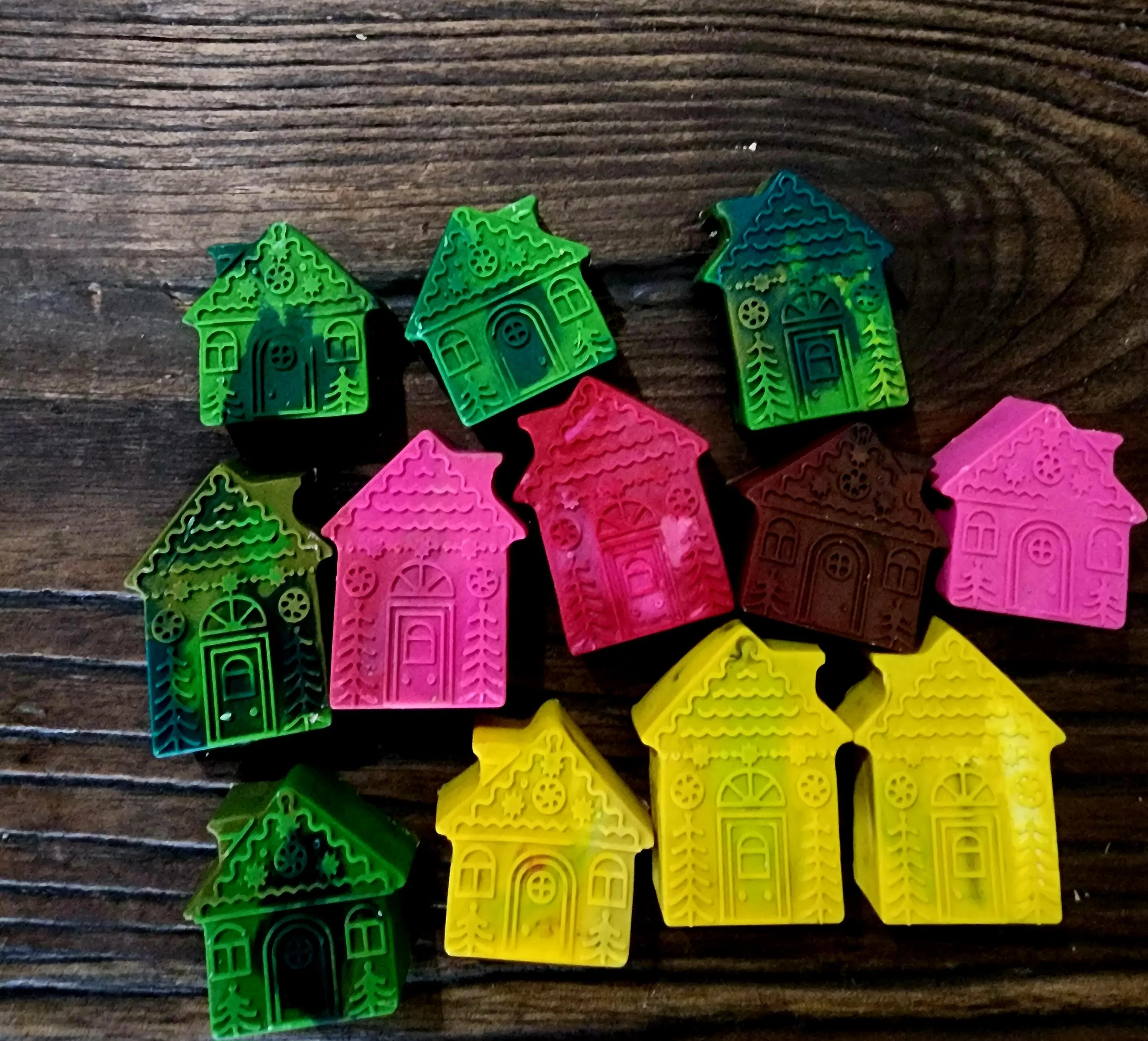 Handmade Mini Crayon Mansions – Upcycled Colorful Wax Houses, Unique Gift, , Eco-Friendly Art, Montessori, recycled, party favor set of 2 - image 3