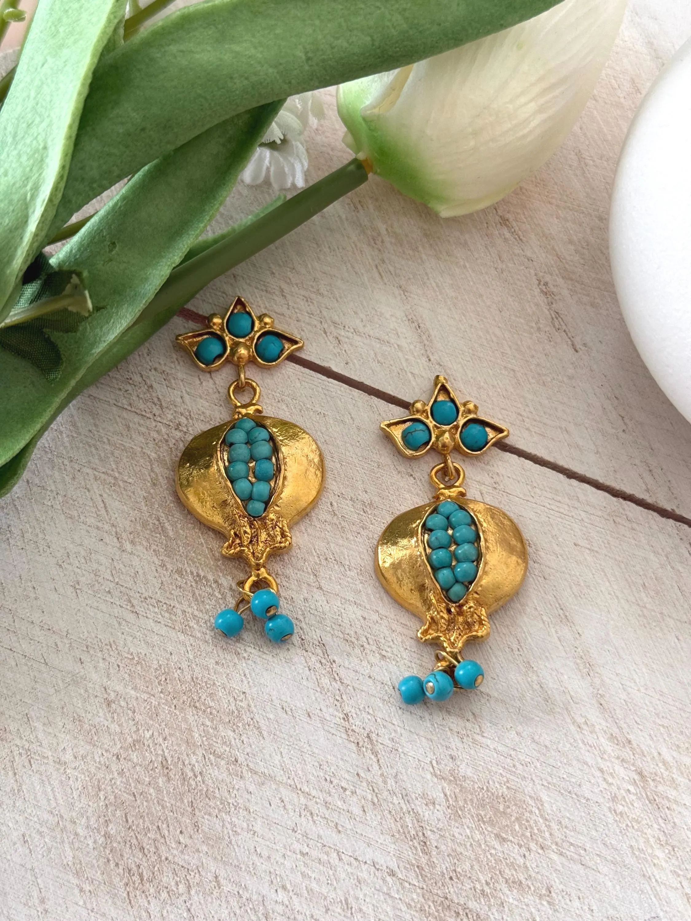 Turquoise Pomegranate Earrings