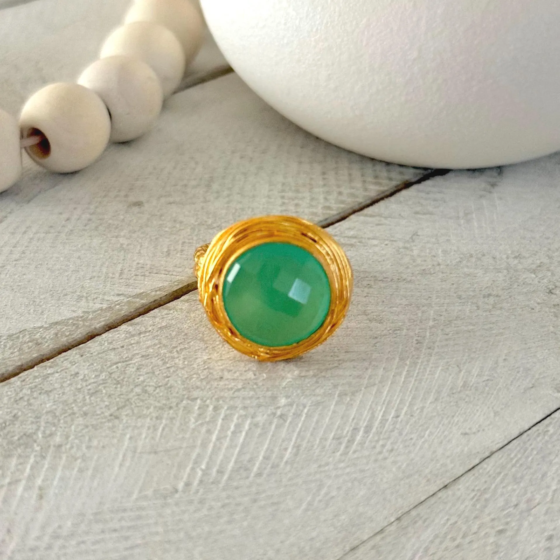 24k Gold Plated Semiprecious Dome Ring (Available in different colors) - image 4