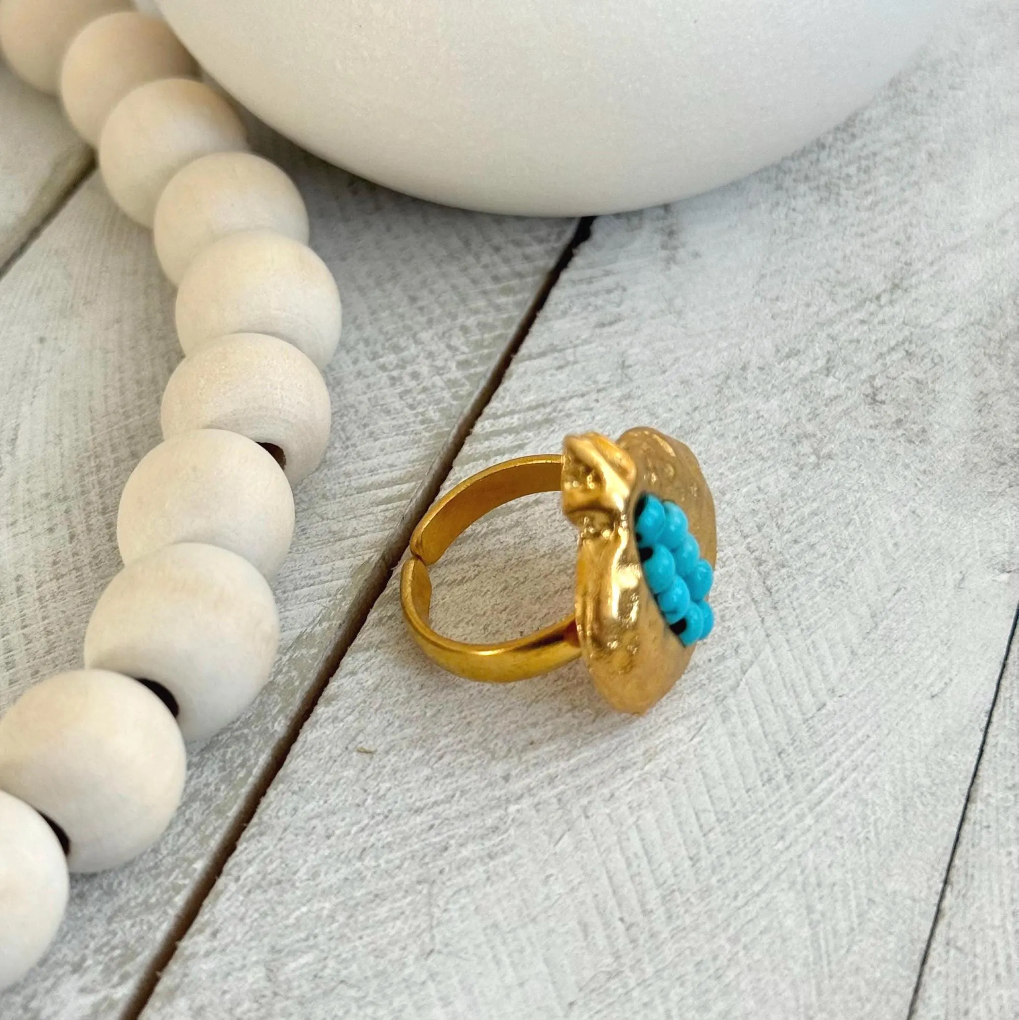 Hammered Golden Pomegranate Ring - image 3