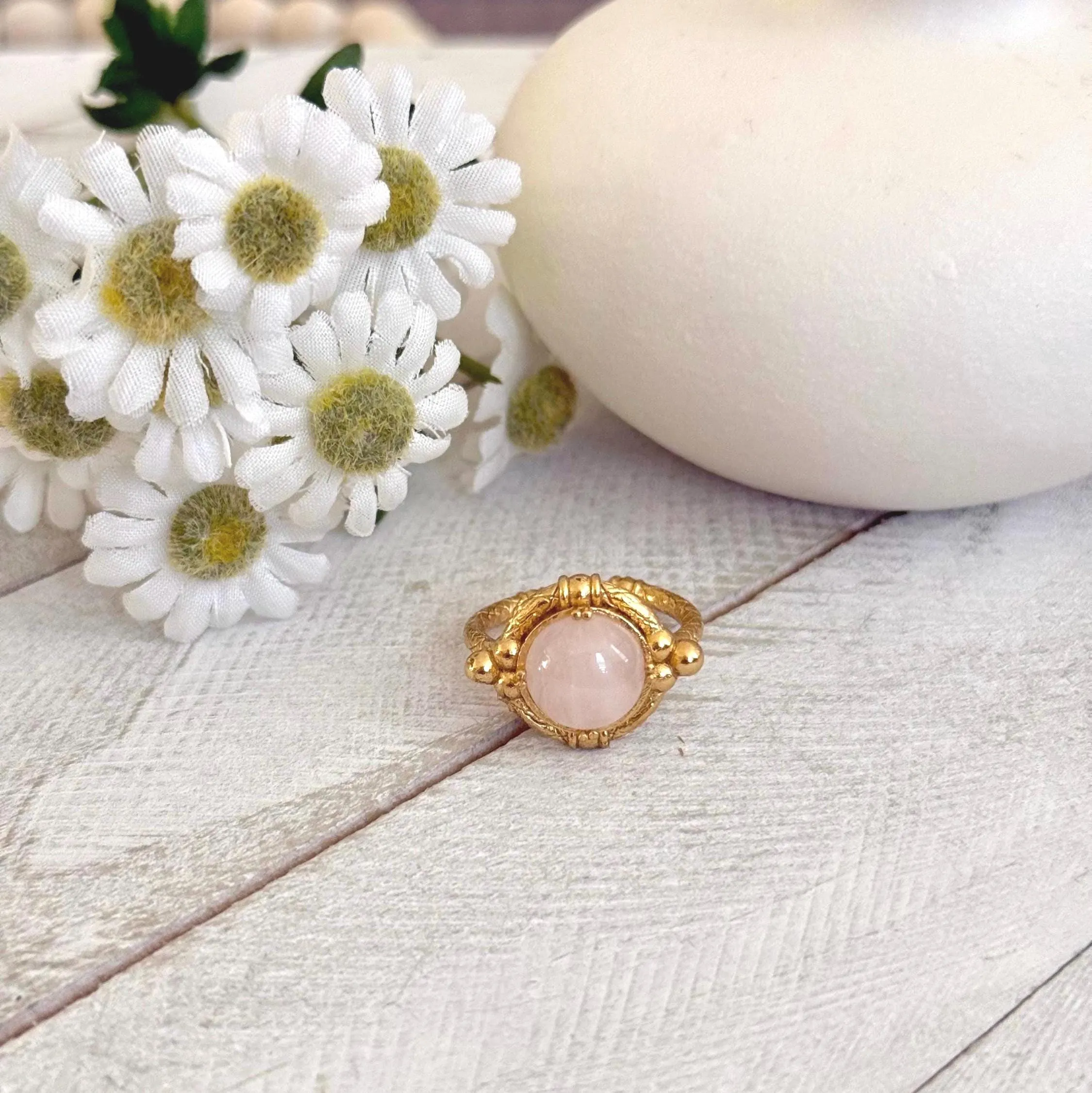 24k Goldplated Semiprecious Dome Ring