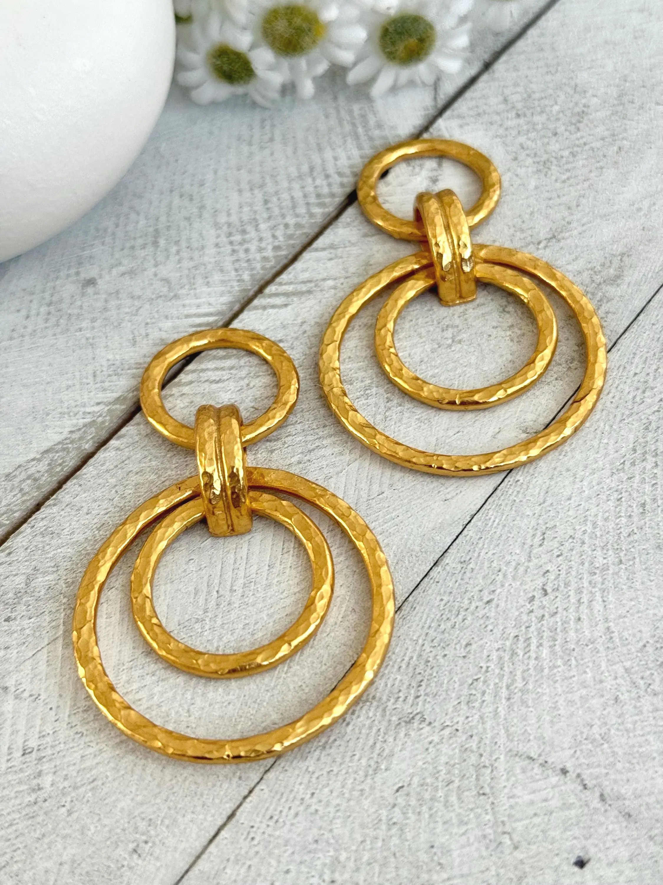 24k Gold Plated Golden Circles Earrings - image 3