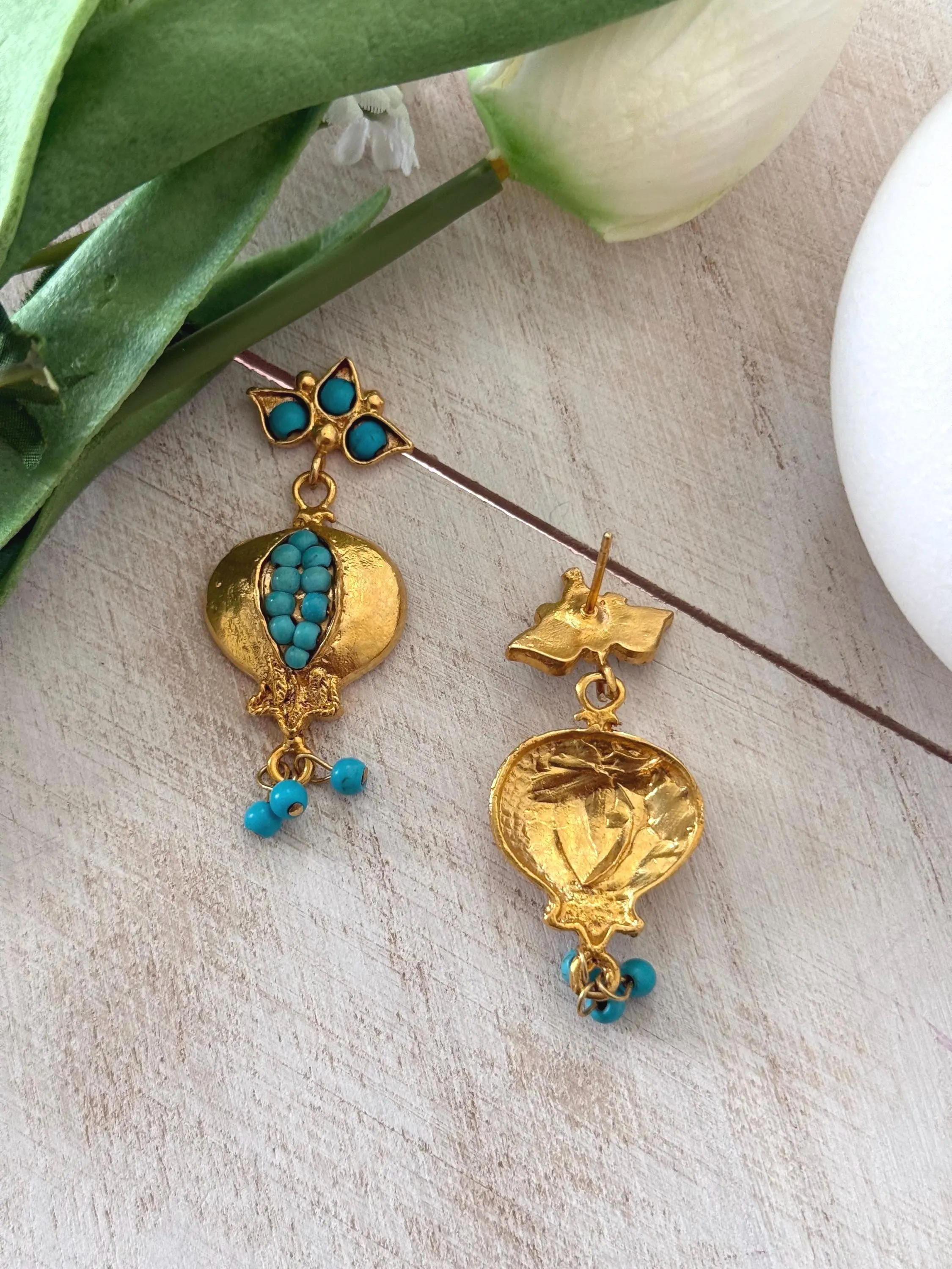 Turquoise Pomegranate Earrings - image 4