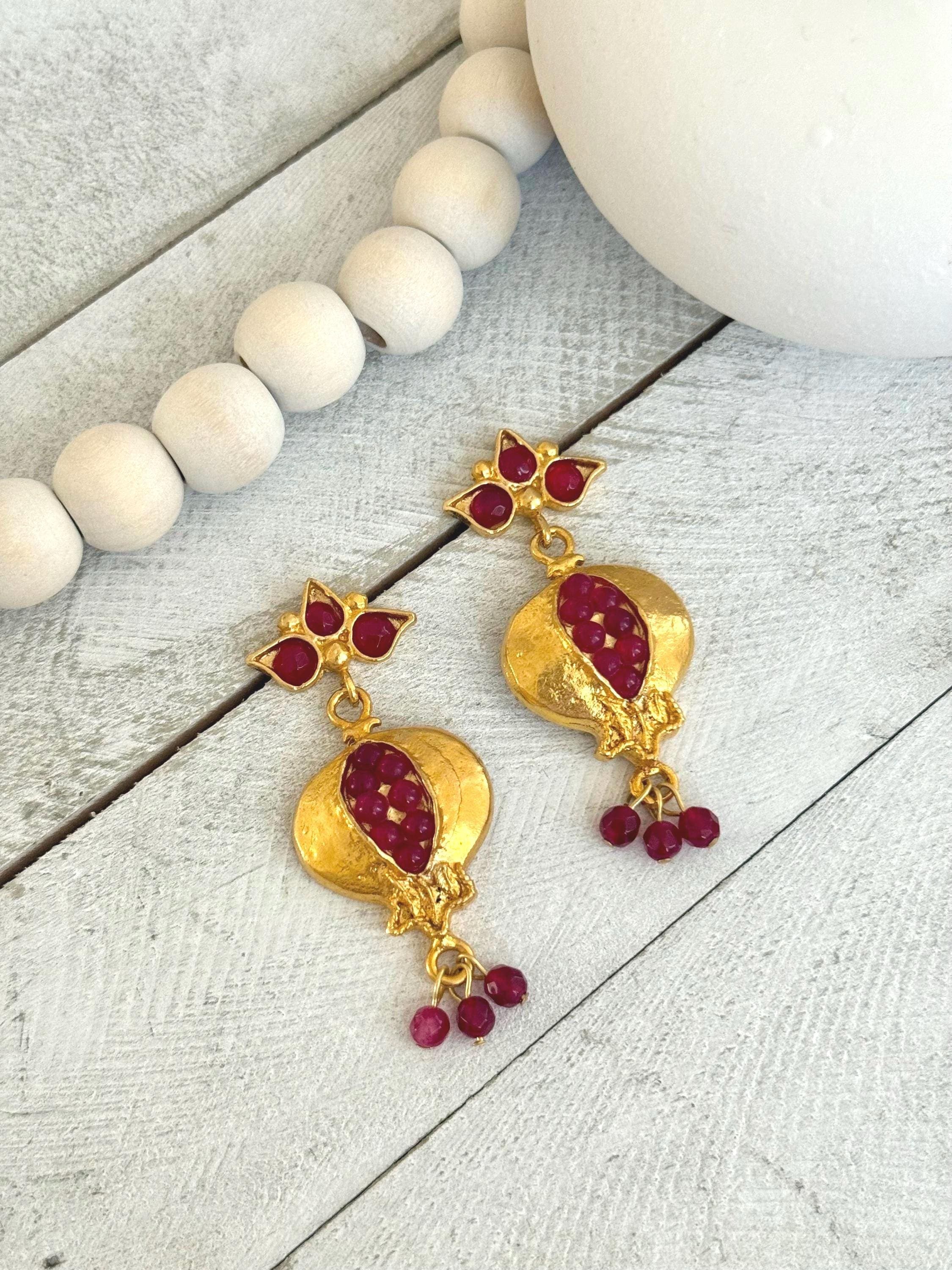 Garnet Pomegranate Earrings - image 3
