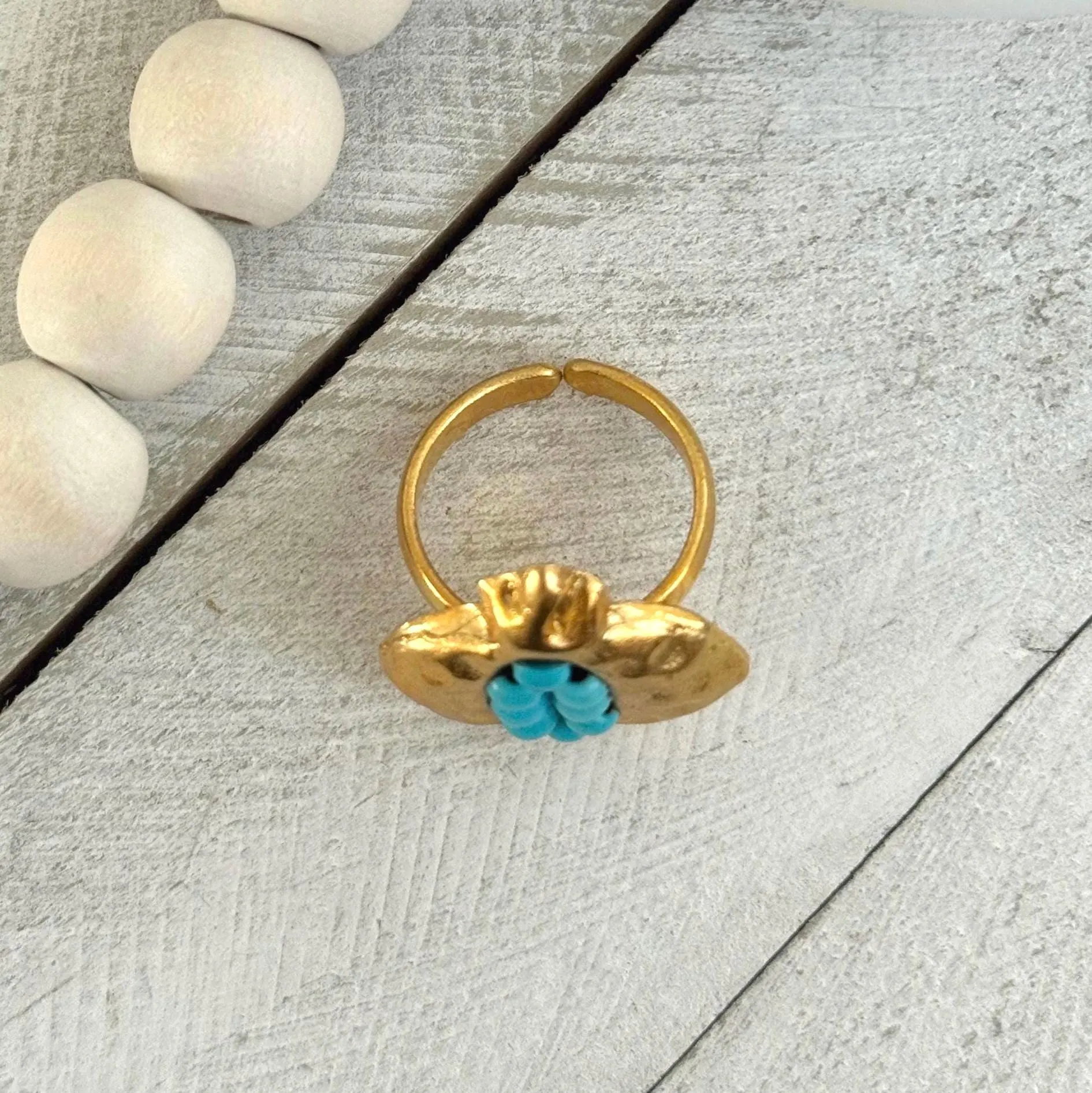 Hammered Golden Pomegranate Ring - image 4