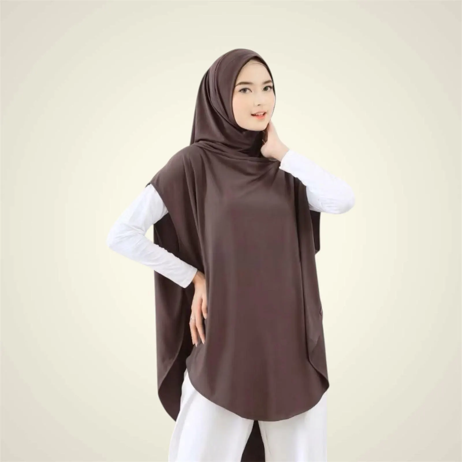 Instant sports hijab daily outer Khimar Jersey slip on Hoodie hijab Islamic head covering - image 5
