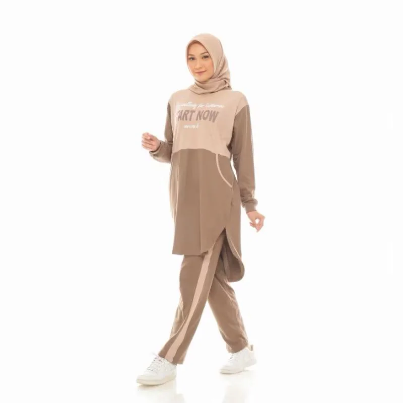 Modest Two Piece Set for Women, Muslim Tunic and Pants Set, Hijab Friendly Casual Wear, Long Sleeve Lounge Outfit