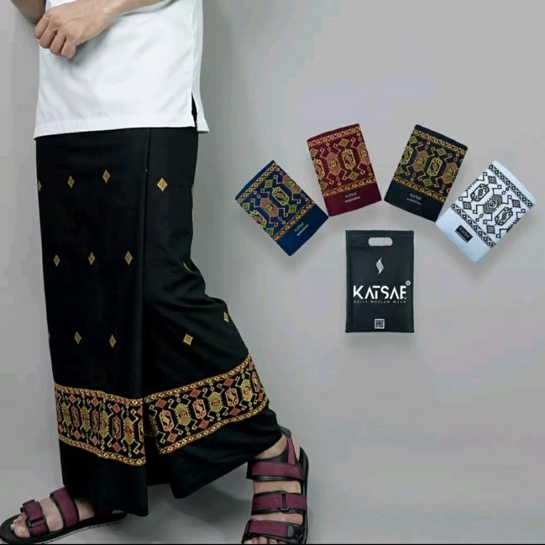 Embroidered Men's Sarong: Traditional Batik Cotton, Made in Indonesia