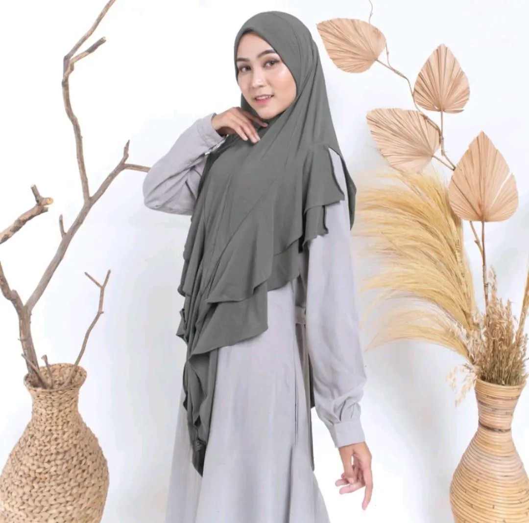Khimar jersey instant hijab head cover muslimah prayer hijab - image 5