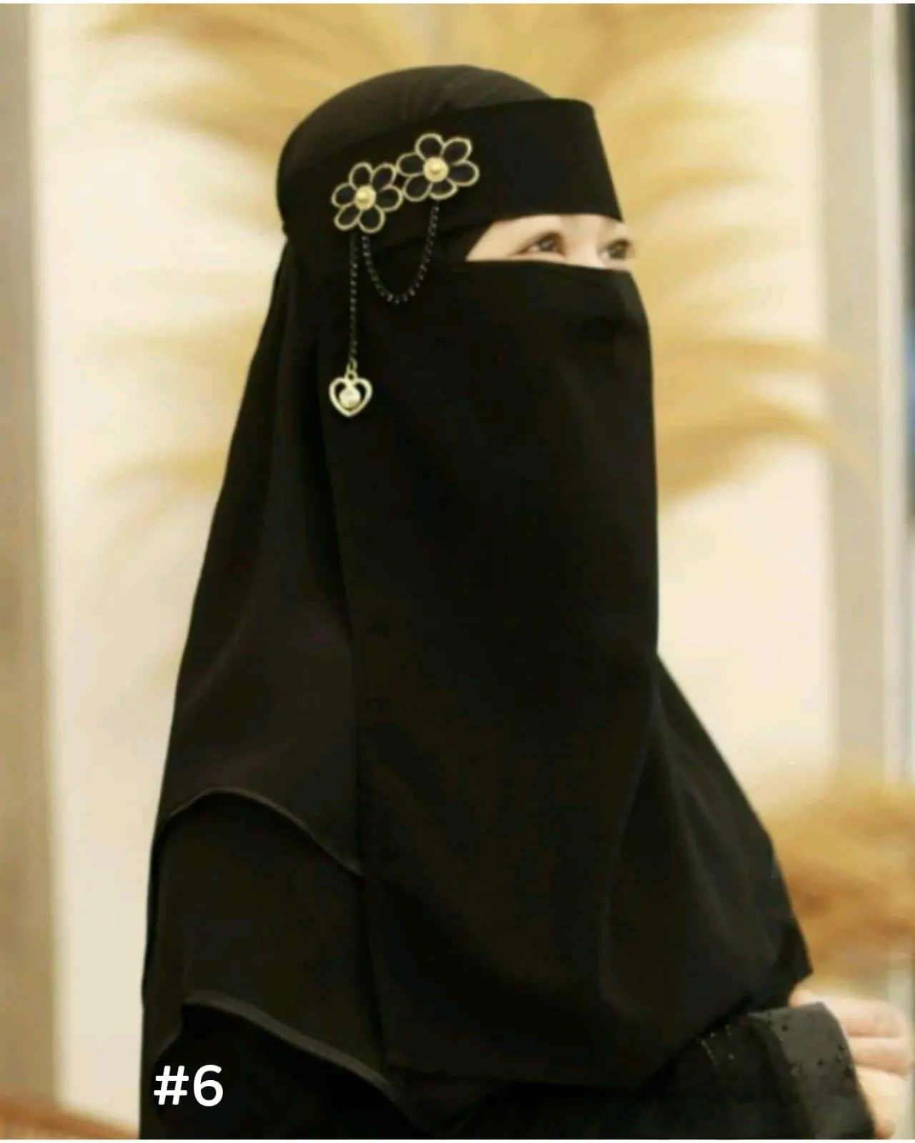 Wolfis Jet Black Niqab with Lace and Beading: Buy One Get One Free - image 2