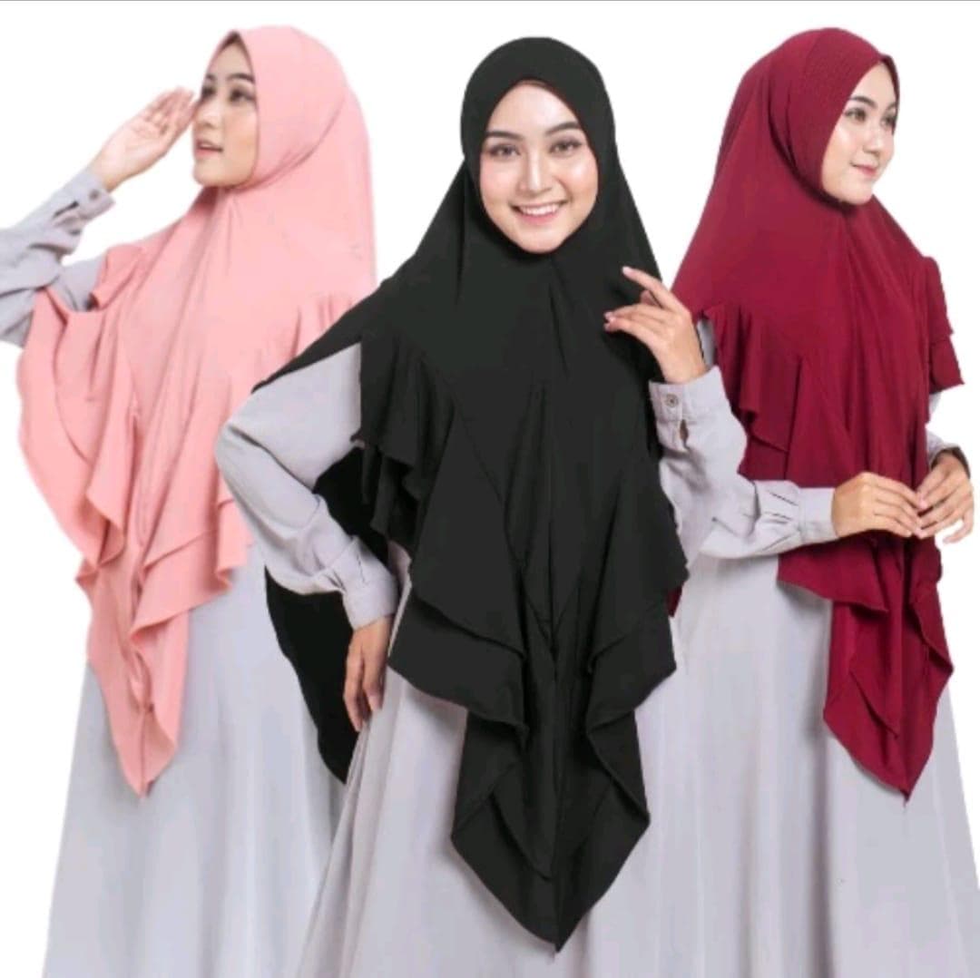 Khimar jersey instant hijab head cover muslimah prayer hijab - image 2