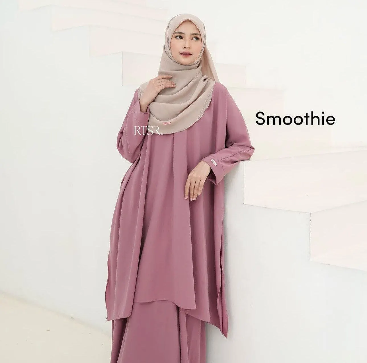 Modest Muslim Dress Set for Women, Two Piece Abaya Set, Asymmetric Tunic and Maxi Skirt, Islamic Clothing, Ramadan Eid Outfit - image 3