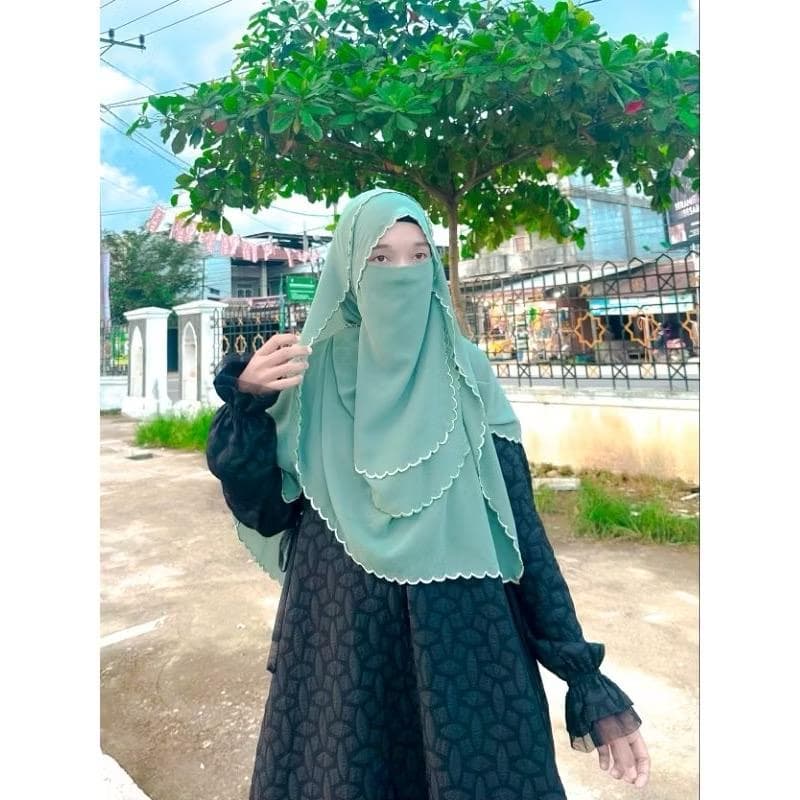 Custom Handmade Embroidered Shawl hijab |Muslim Hijab Niqab Set | Modest Islamic Clothing - image 3
