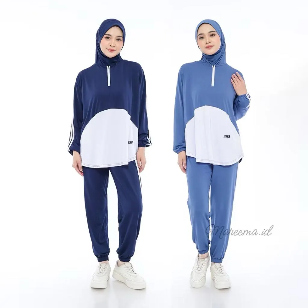 Modest Muslim Sportswear Set with Built-In Hijab | Islamic Activewear for Women | Long Sleeve Workout Outfit | Modest Gym Wear | Jogging Set
