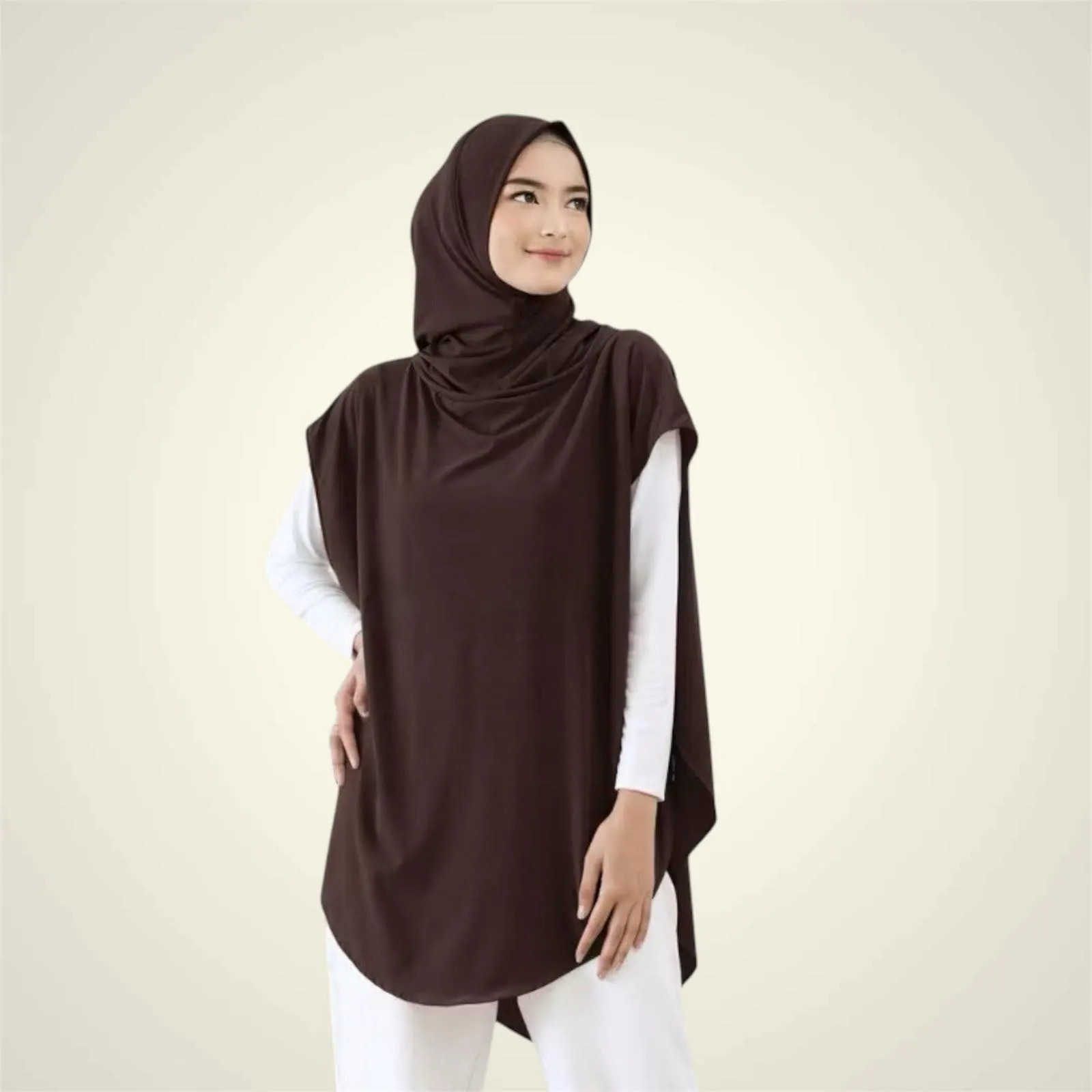 Instant sports hijab daily outer Khimar Jersey slip on Hoodie hijab Islamic head covering - image 4