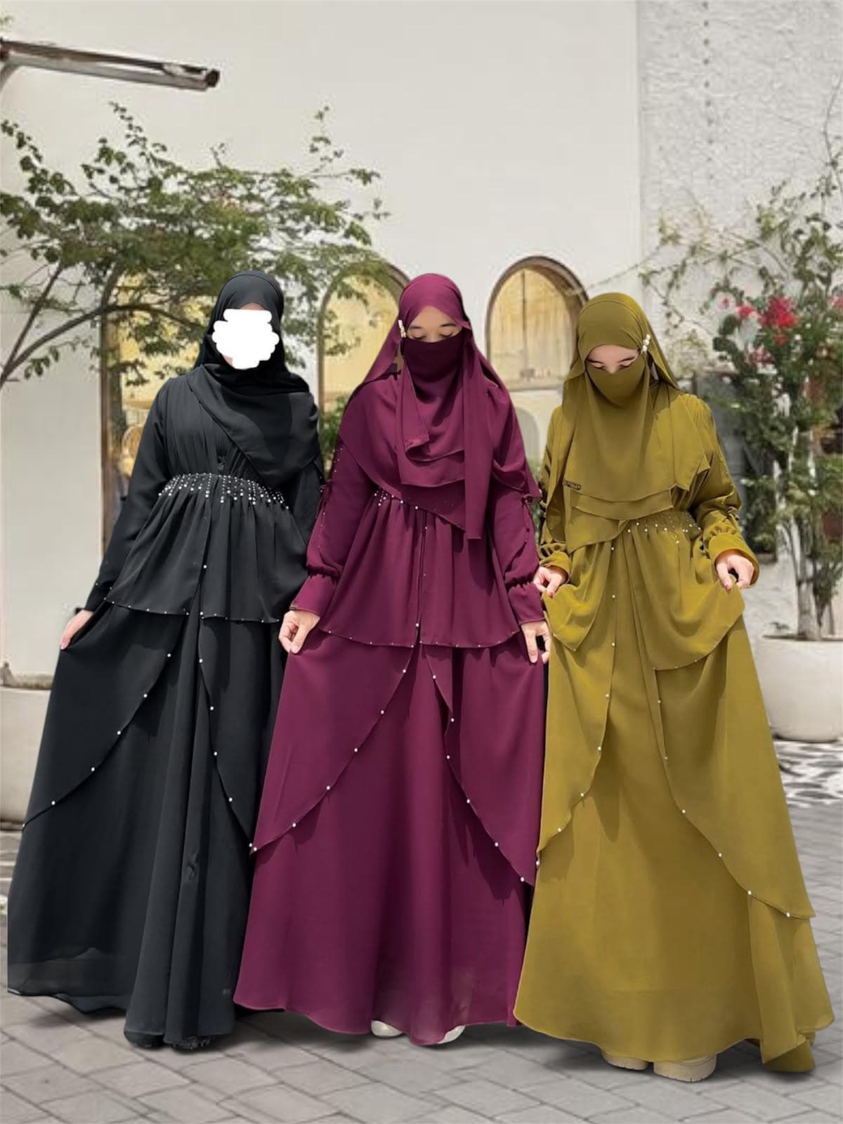 Elegant Embellished Layered Abaya – Modest Islamic Dress for Eid - image 5