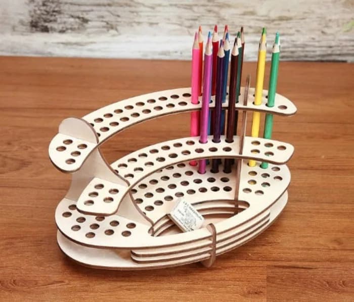 Laser Cut Wooden Pencil Holder Pen Stand Pencil Storage Desk Organizer 3mm SVG CDR File