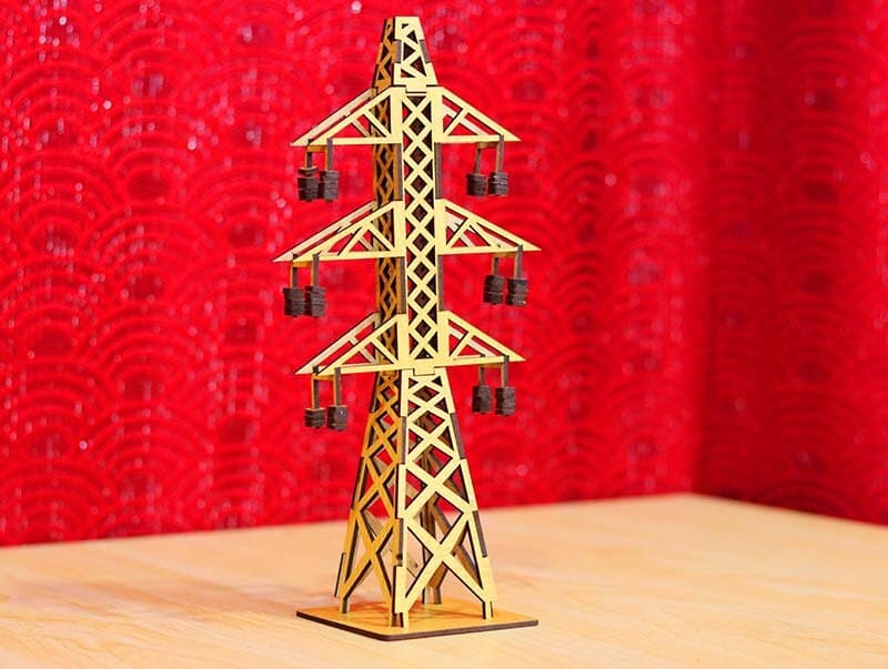 Lasercut Electrical Transmission Tower Model Wooden 3D Toy Plan 3 mm SVG DXF Files - image 3