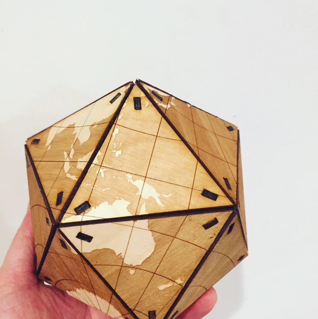 Lasercut Dymaxion Globe Model 3 mm Wooden 3D Plan SVG File