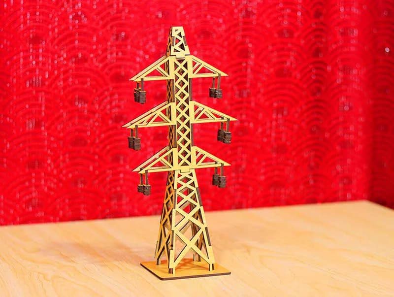 Lasercut Electrical Transmission Tower Model Wooden 3D Toy Plan 3 mm SVG DXF Files - image 4
