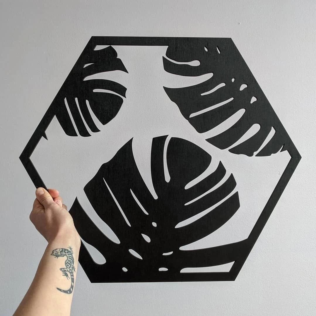 Lasercut Plant Monstera Leaf Wall Decoration Wooden Metal Vector Art Cnc Cut SVG CDR Eps DXF Ai Pdf Files