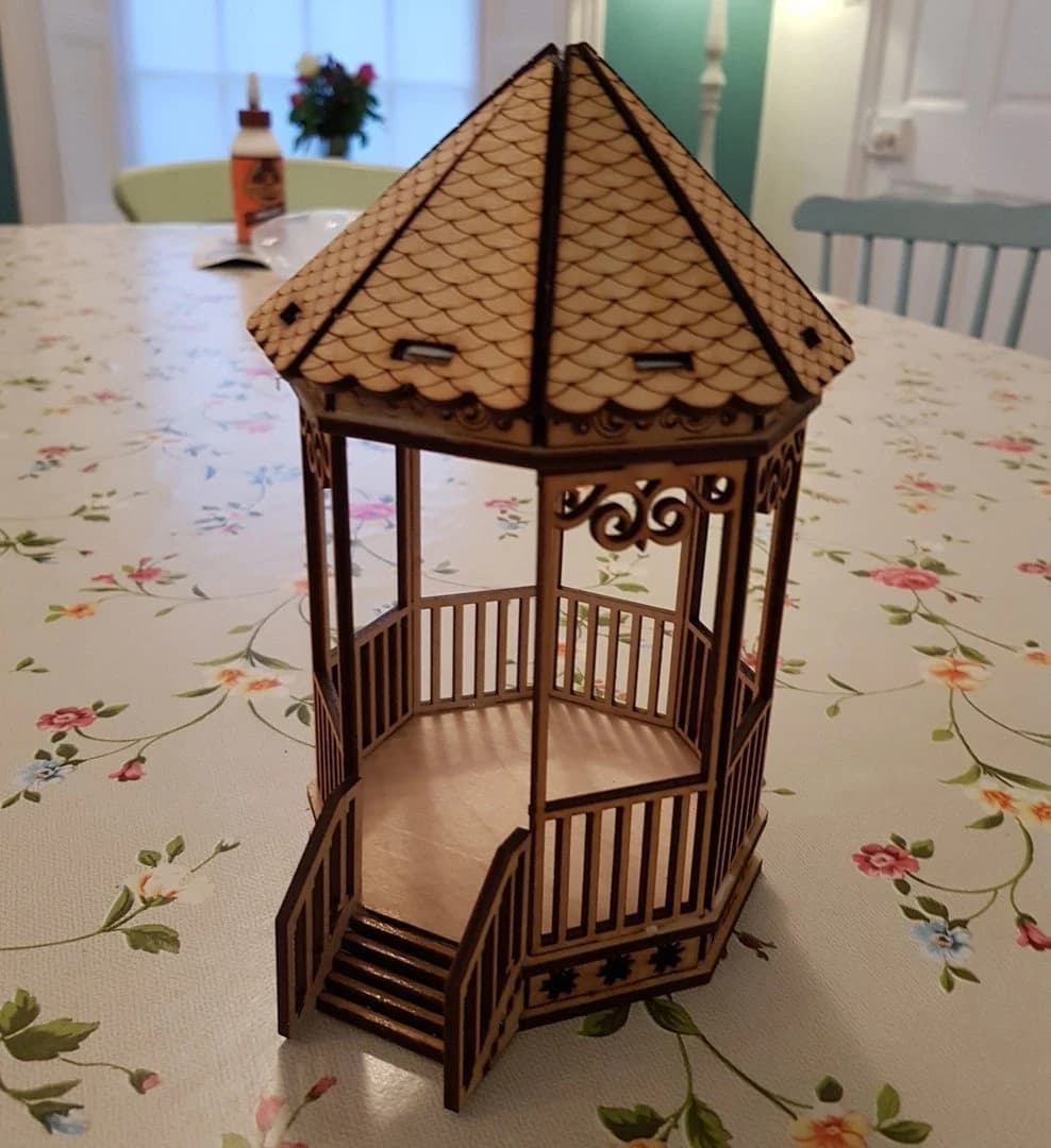 Lasercut Pergola Model Decorative Wooden 3D Toy Plan 3 mm SVG CDR Eps DXF Ai Pdf Files