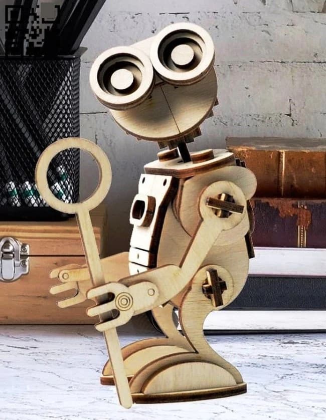 Lasercut Robot Model 3D Wooden Puzzle Toy 2.25 mm Vector Art Cnc Cut SVG CDR Files