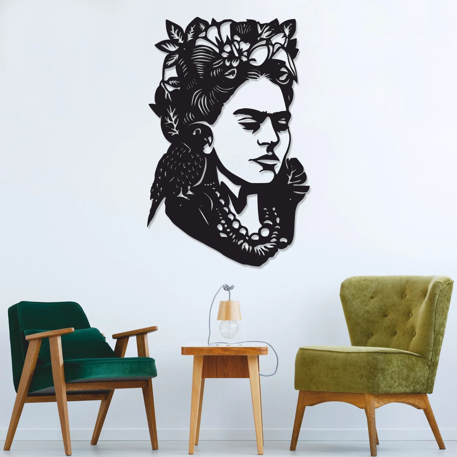 Lasercut Frida Kahlo Wall Decoration Wooden Metal Vector Art Cnc Cut Ai DXF SVG CDR Files