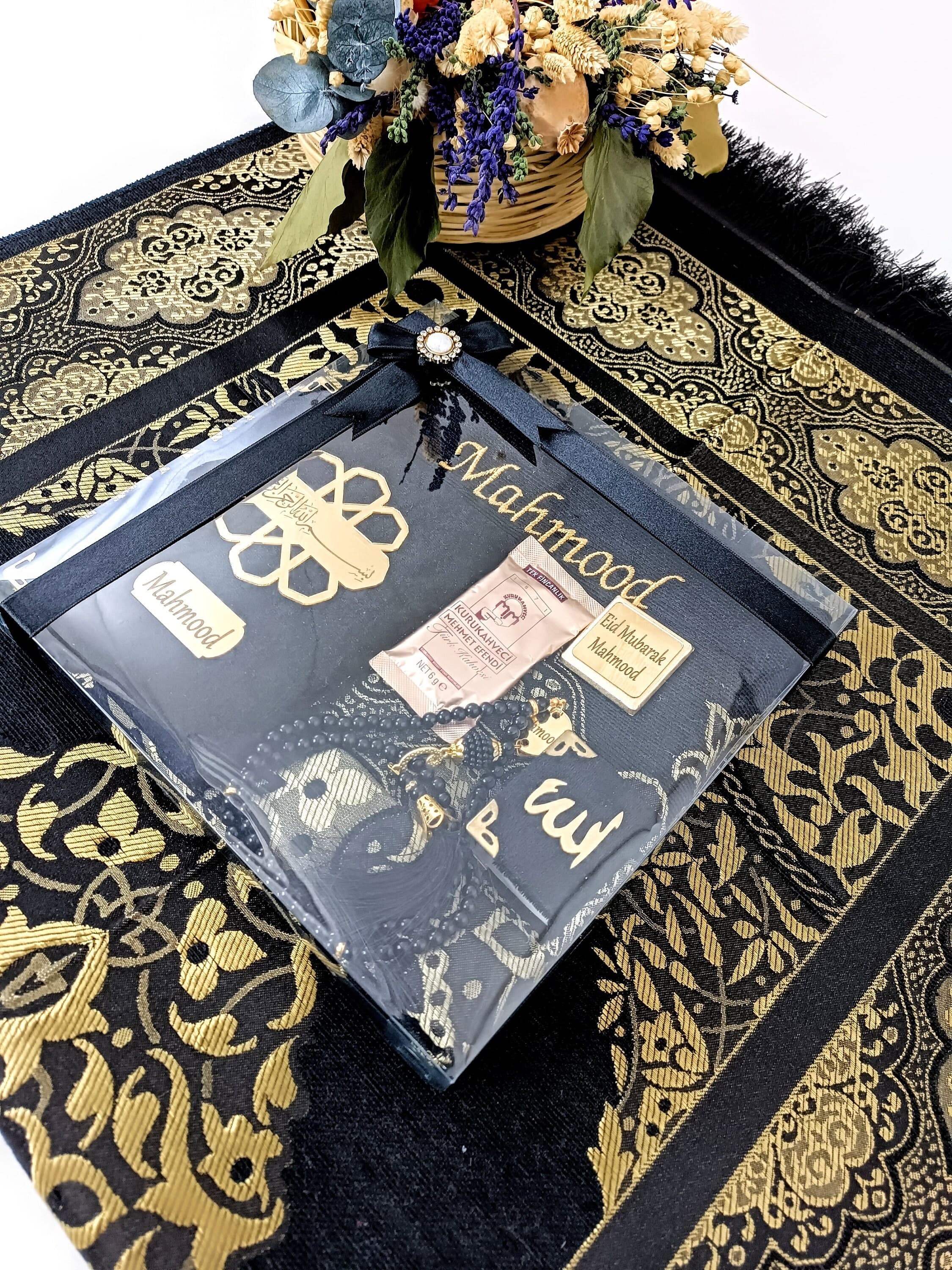 Personalized Prayer Mat Gift Set | Velvet Quran, Tasbeeh & Yaseen - image 3