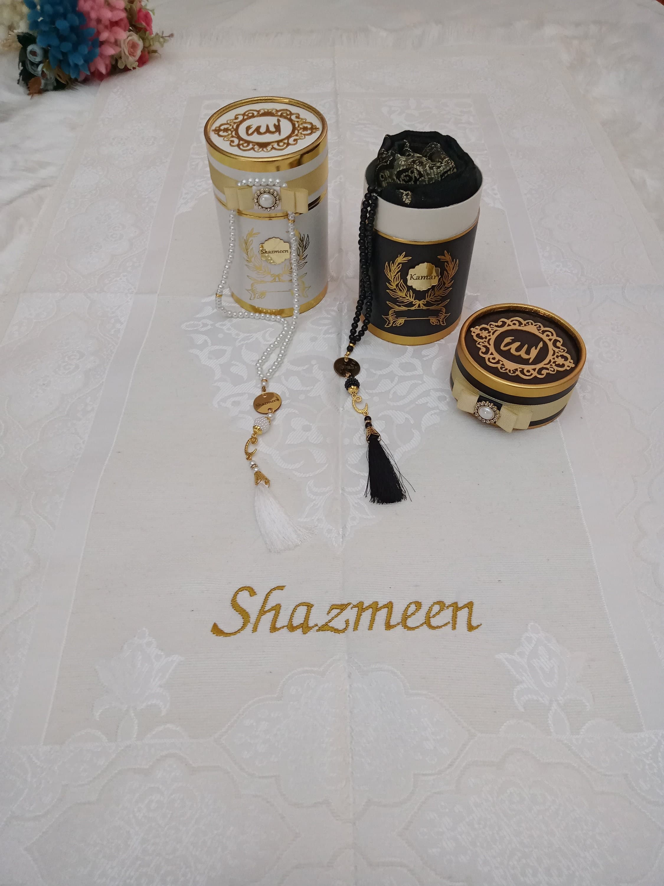 Personalized Islamic Gift Set | Prayer Mat, Pearl Tasbeeh, Quran - image 4