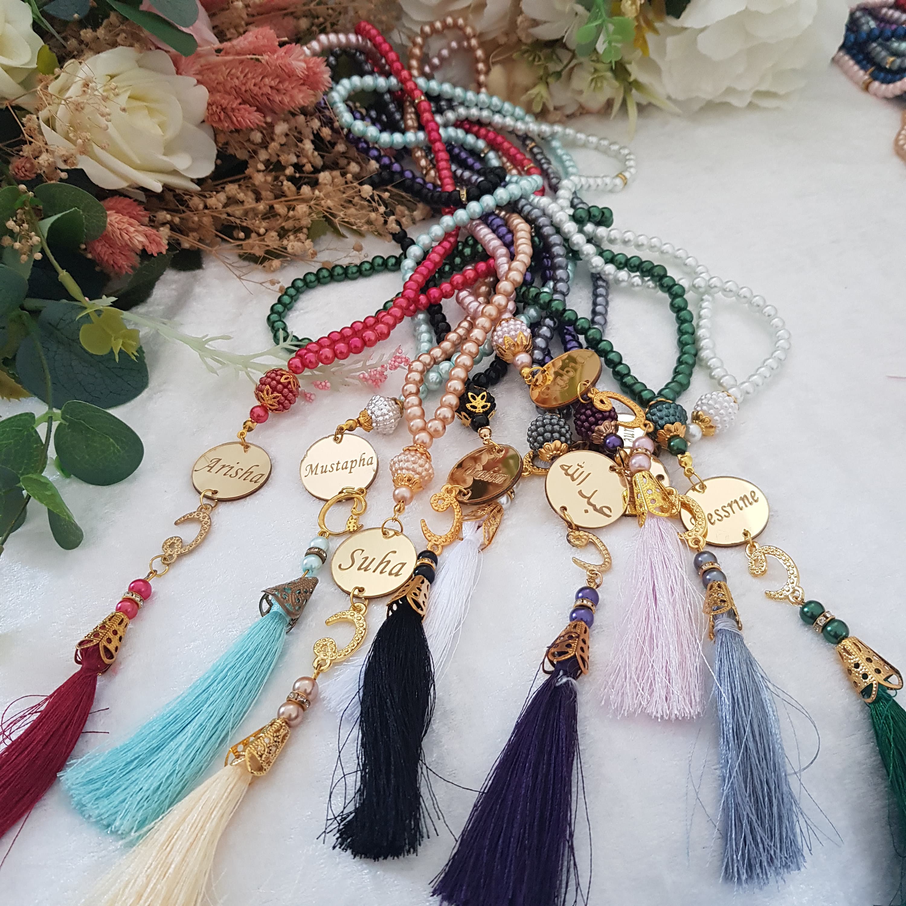 Personalized Pearl Tasbih, Muslim Prayer Beads, Eid Wedding Favor - image 4