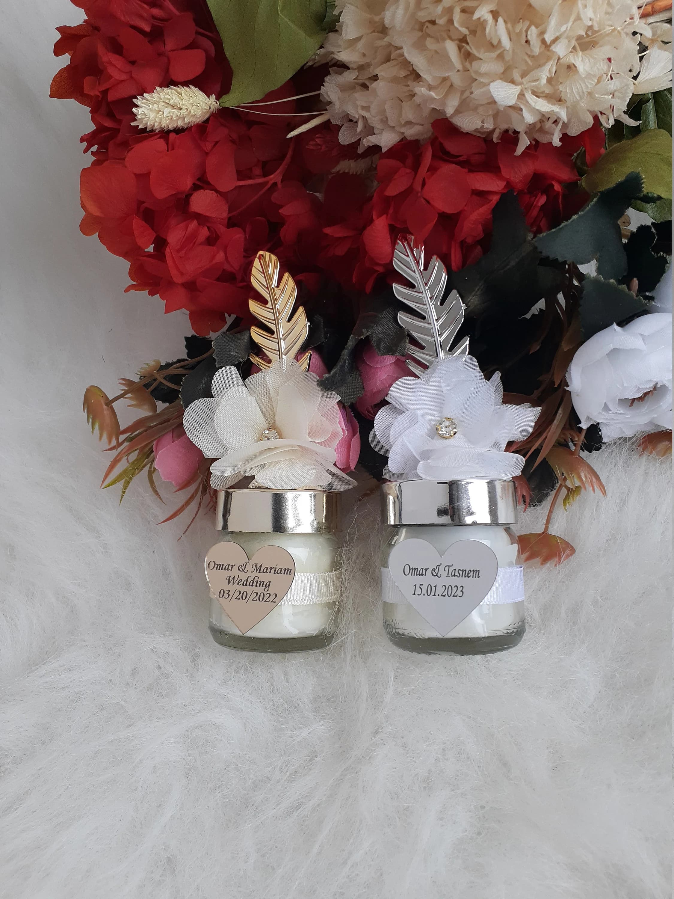 Personalized Wedding Candle Favors, Silver Feather, Bulk Gifts - image 3