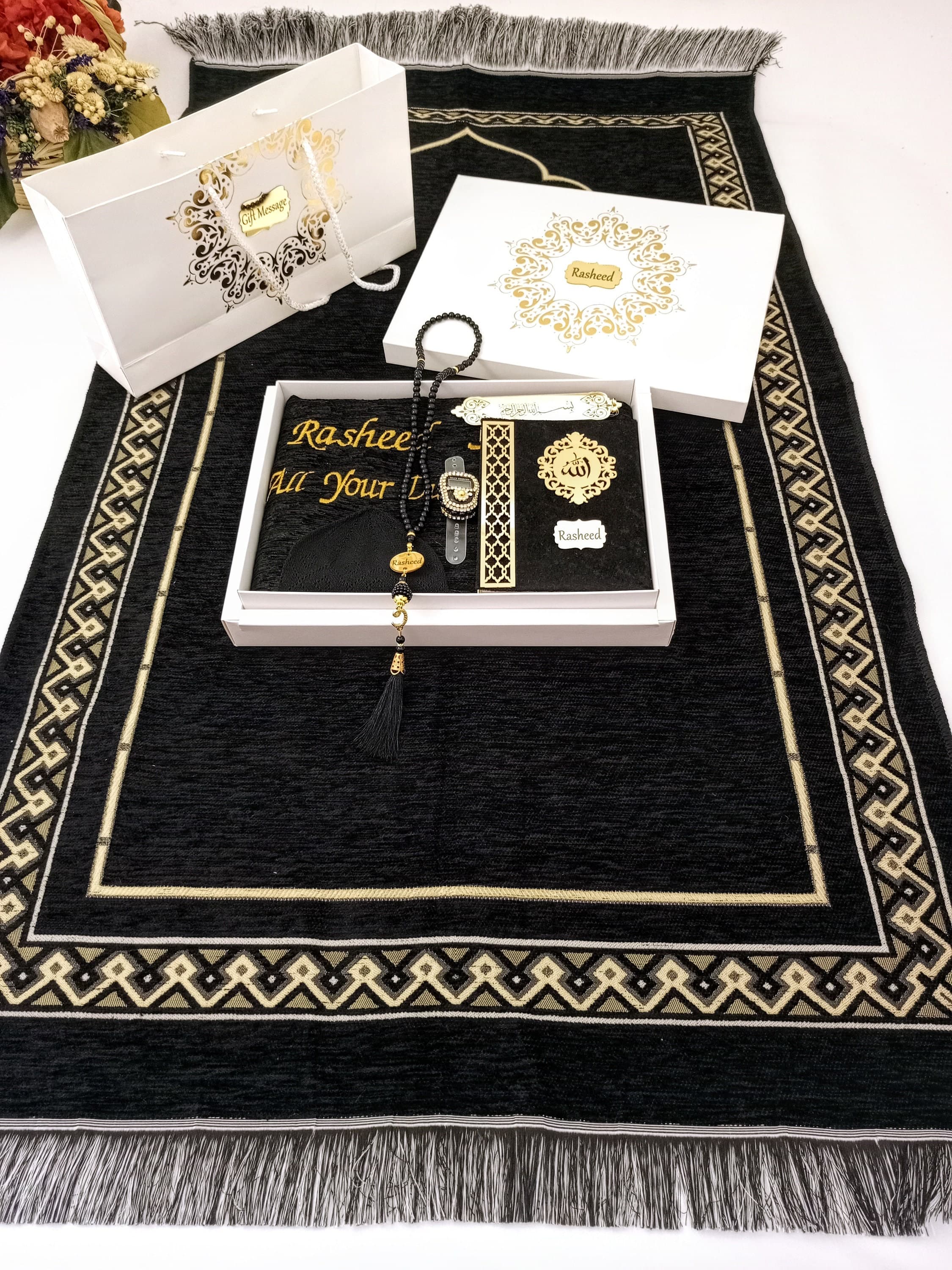Personalized Prayer Mat Gift Set | Muslim Wedding, Eid, Graduation - image 5