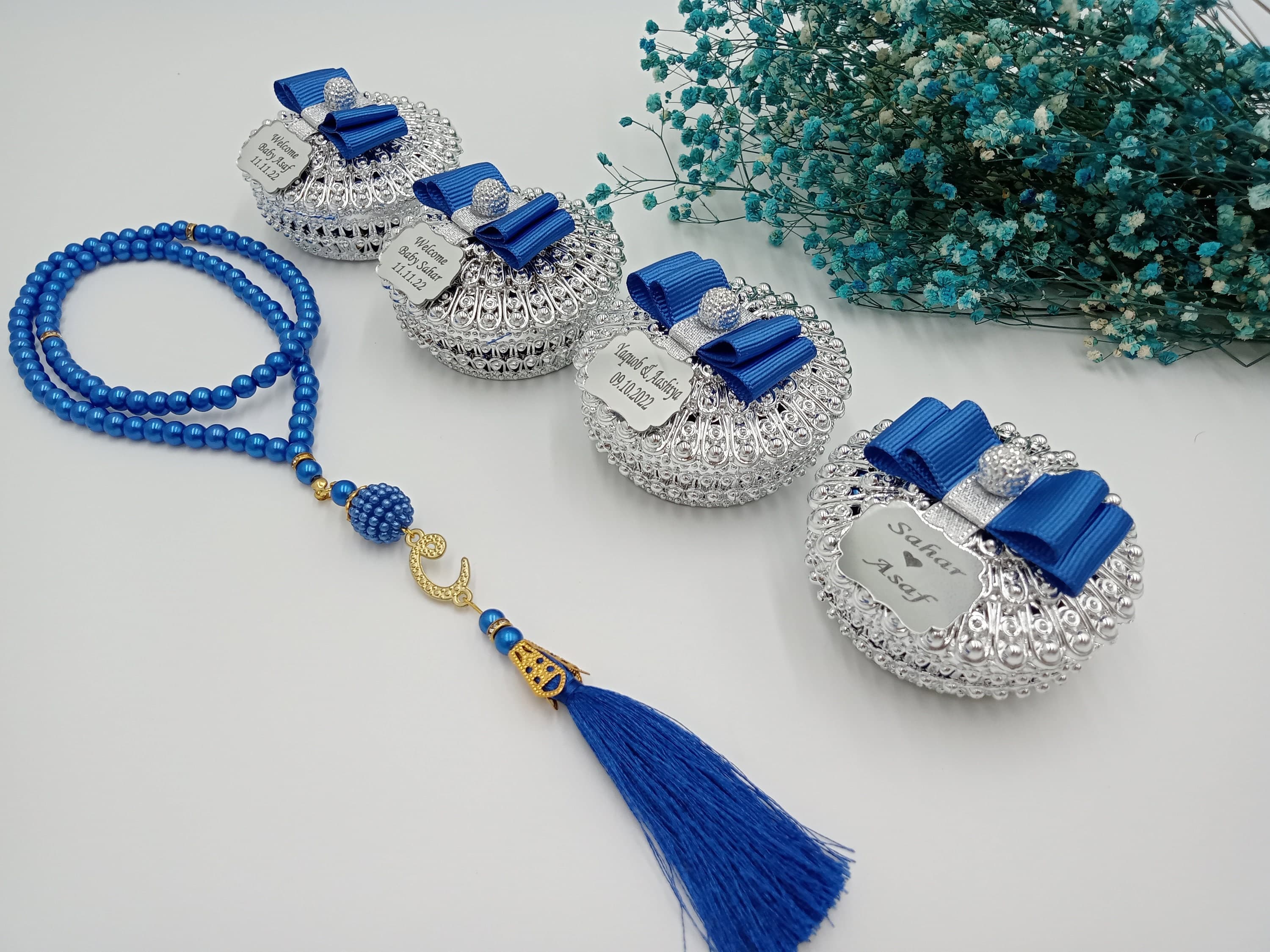 Personalized Pearl Tasbeeh Favors | Islamic Baby Shower, Eid