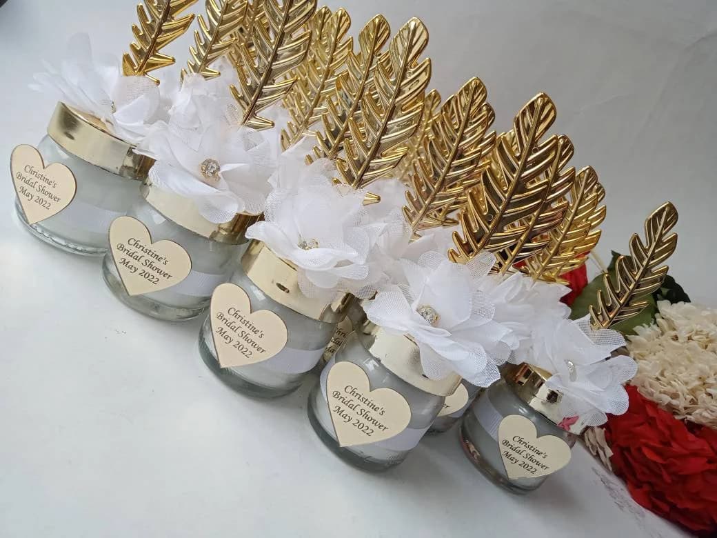 Personalized Wedding Candle Favors, Silver Feather, Bulk Gifts - image 2