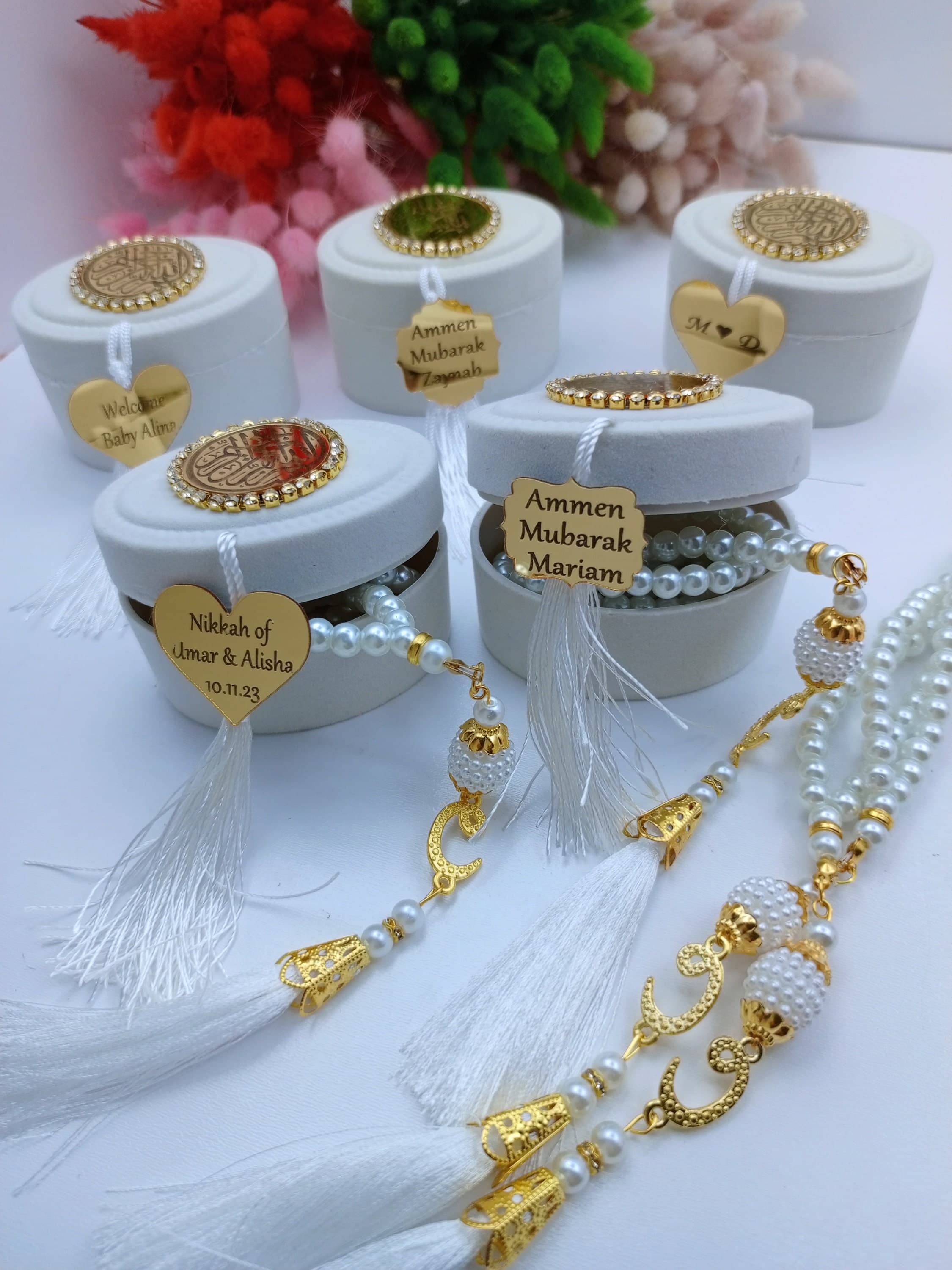 Personalized Pearl Tasbeeh Favors | Islamic Baby Shower, Eid, Graduation - image 3