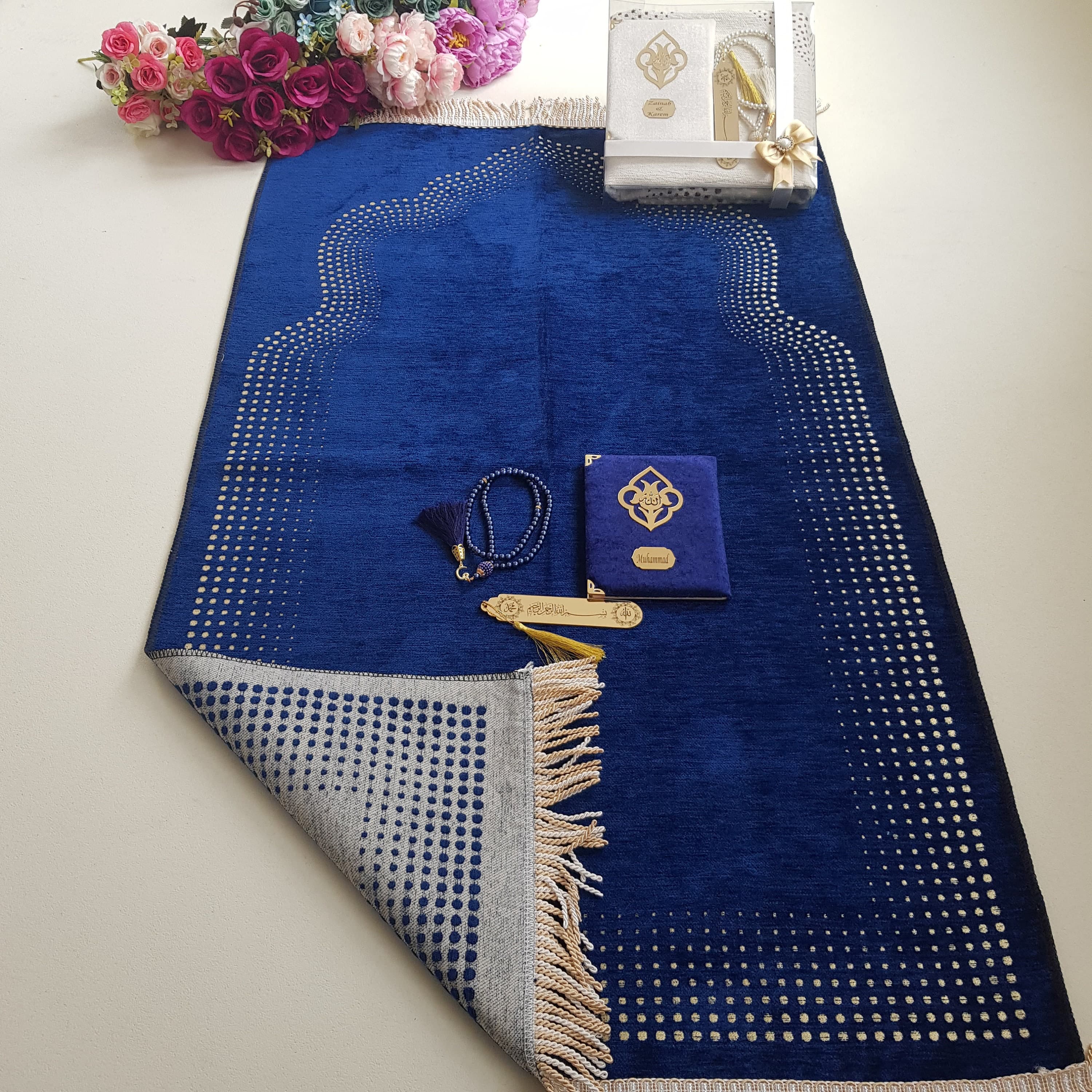 Personalized Prayer Mat Gift Set | Custom Quran, Tasbeeh & Bookmark - image 4
