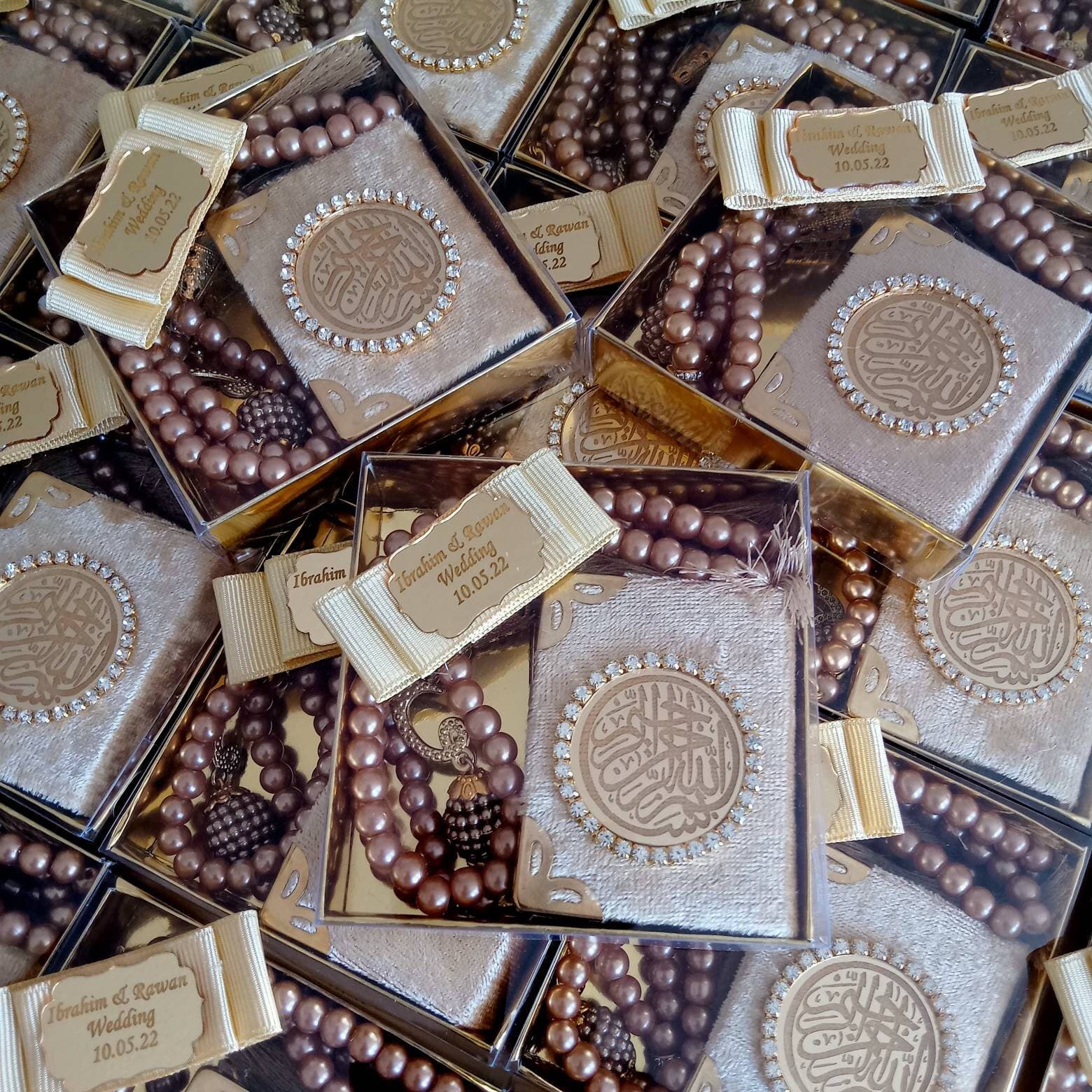Velvet Mini Quran & Pearl Tasbeeh Gift Set | Islamic Wedding Favor - image 5