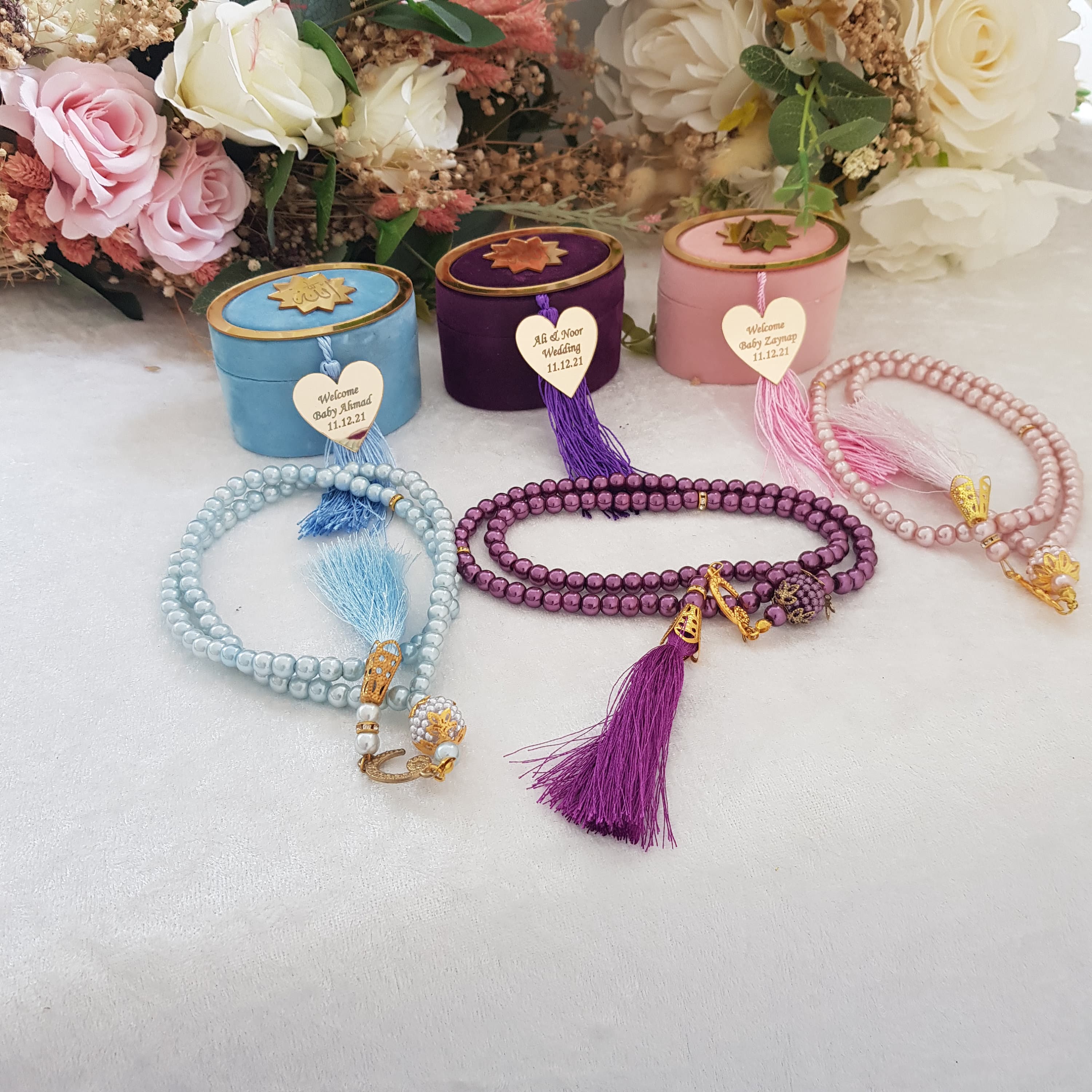 Personalized Prayer Beads Tasbeeh | Islamic Favors in Velvet Box - image 3