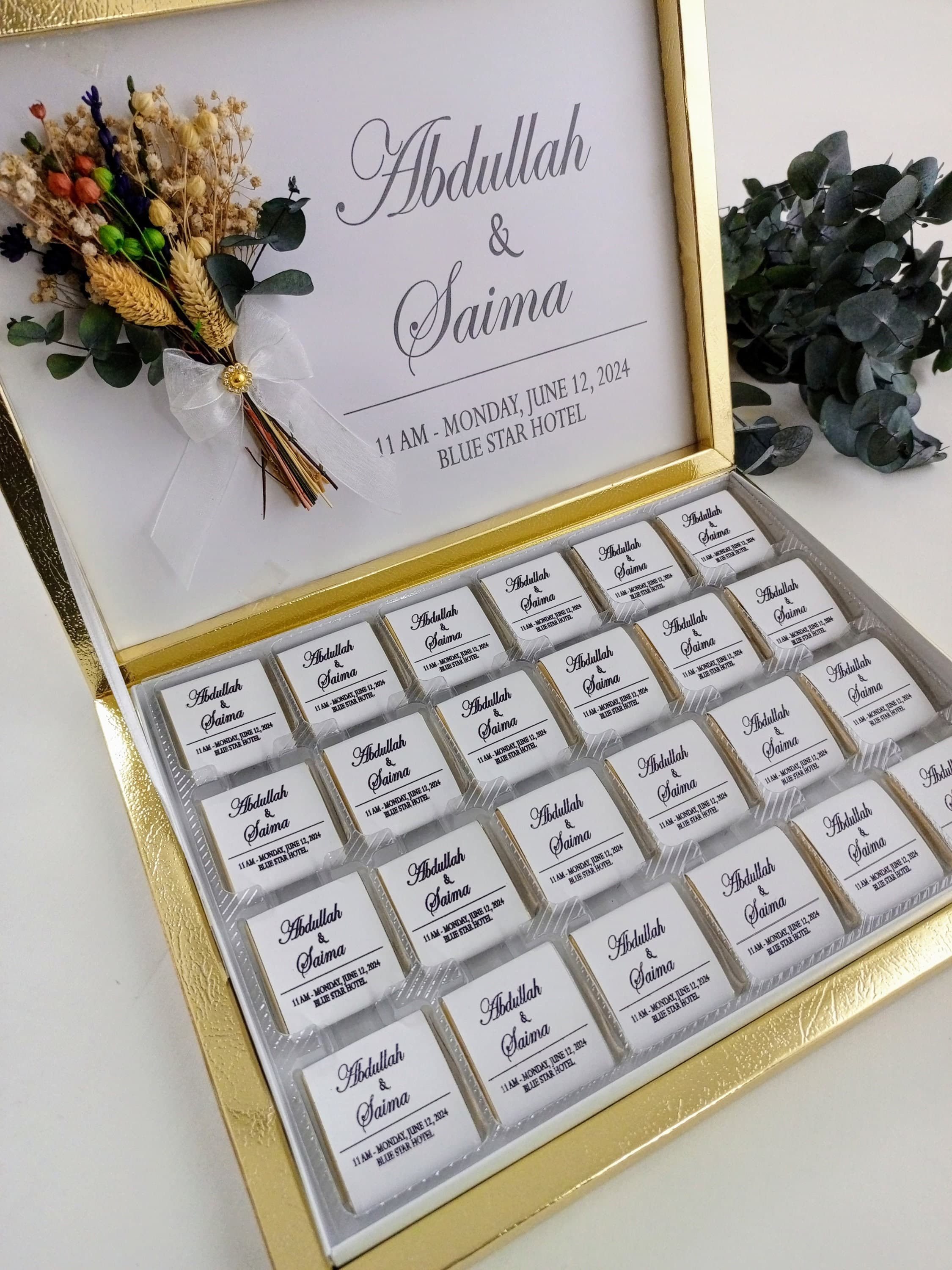 Personalized Wedding Favor Chocolates, Engagement Gift, Luxury Box