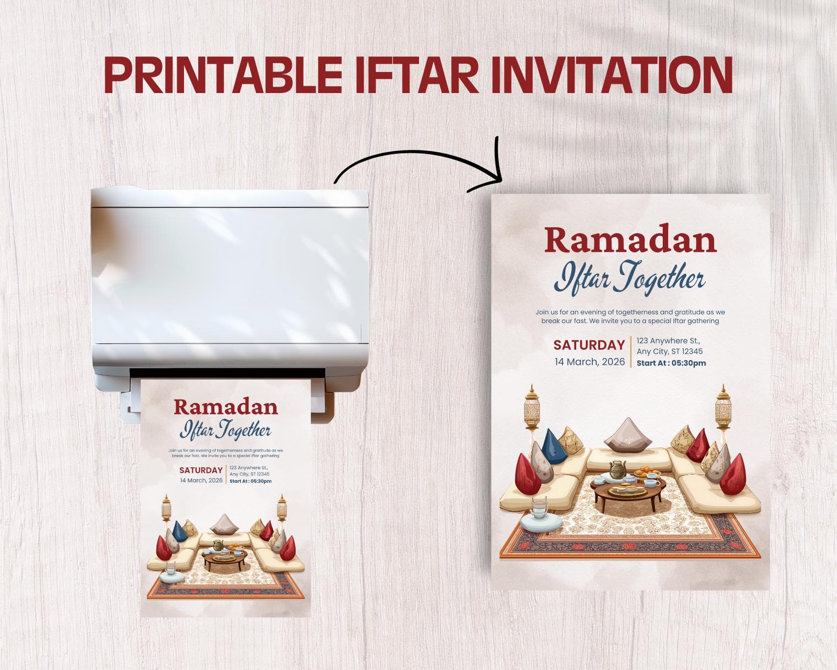 Iftar Invitation Editable Canva Template, Ramadan Dinner Invite, Printable PDF, Instant Download - image 4