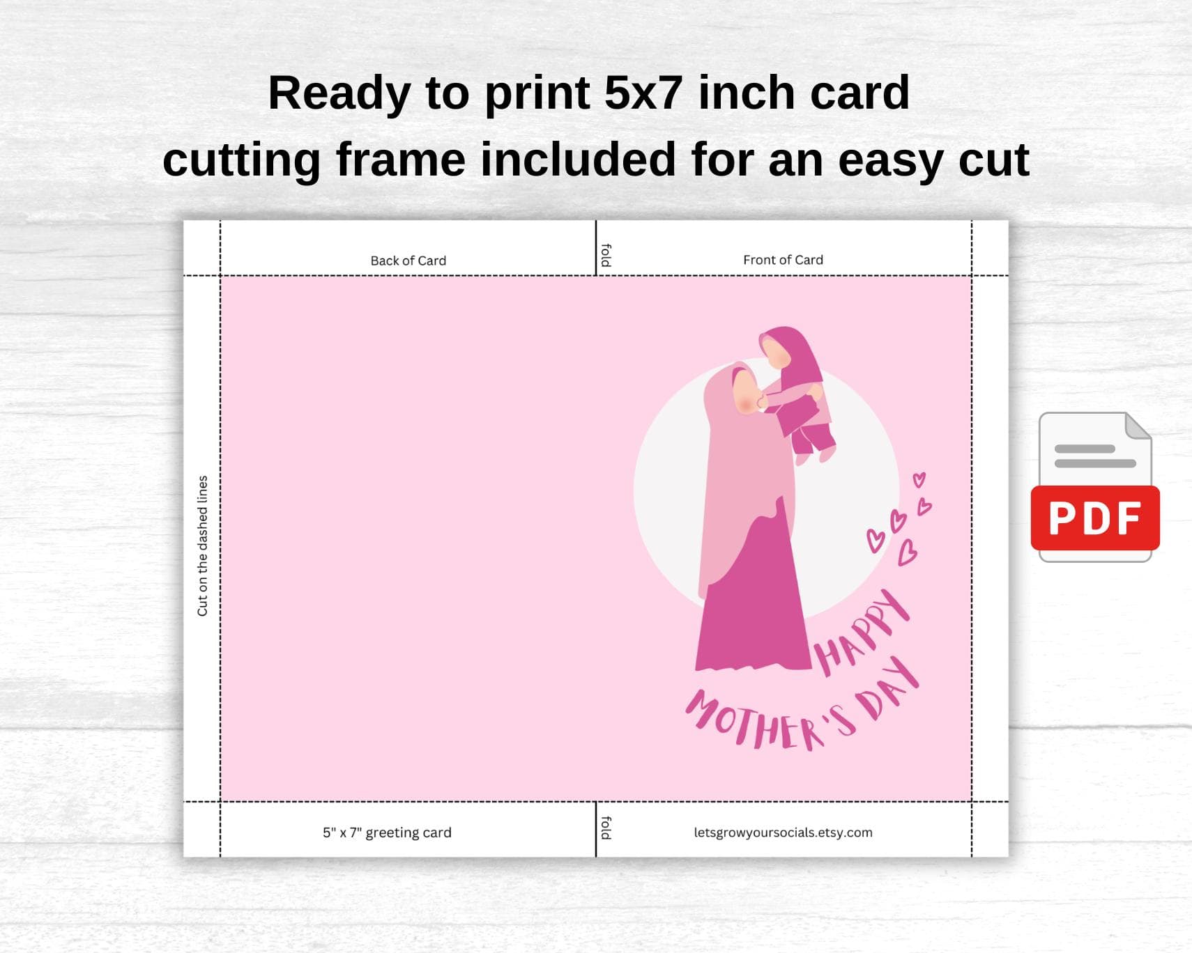 Muslim Mother's Day Card, Hijabi Mom With Daughter Card, Digital download - image 5