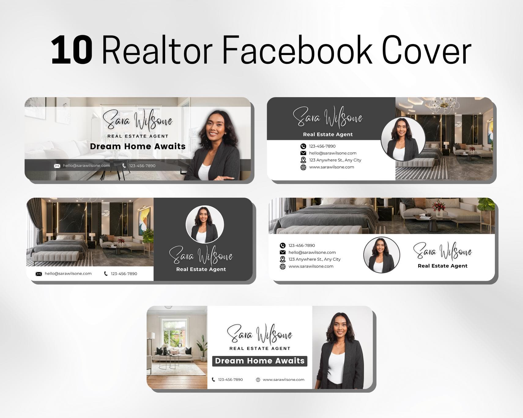 Realtor Facebook Cover, Real Estate Facebook Banner Black And White, Editable Canva Template - image 4
